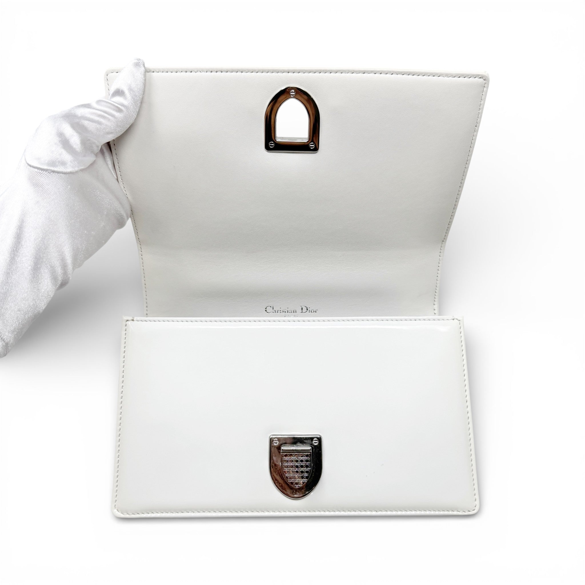 Dior White Small Micro-cannage Diorama Flap