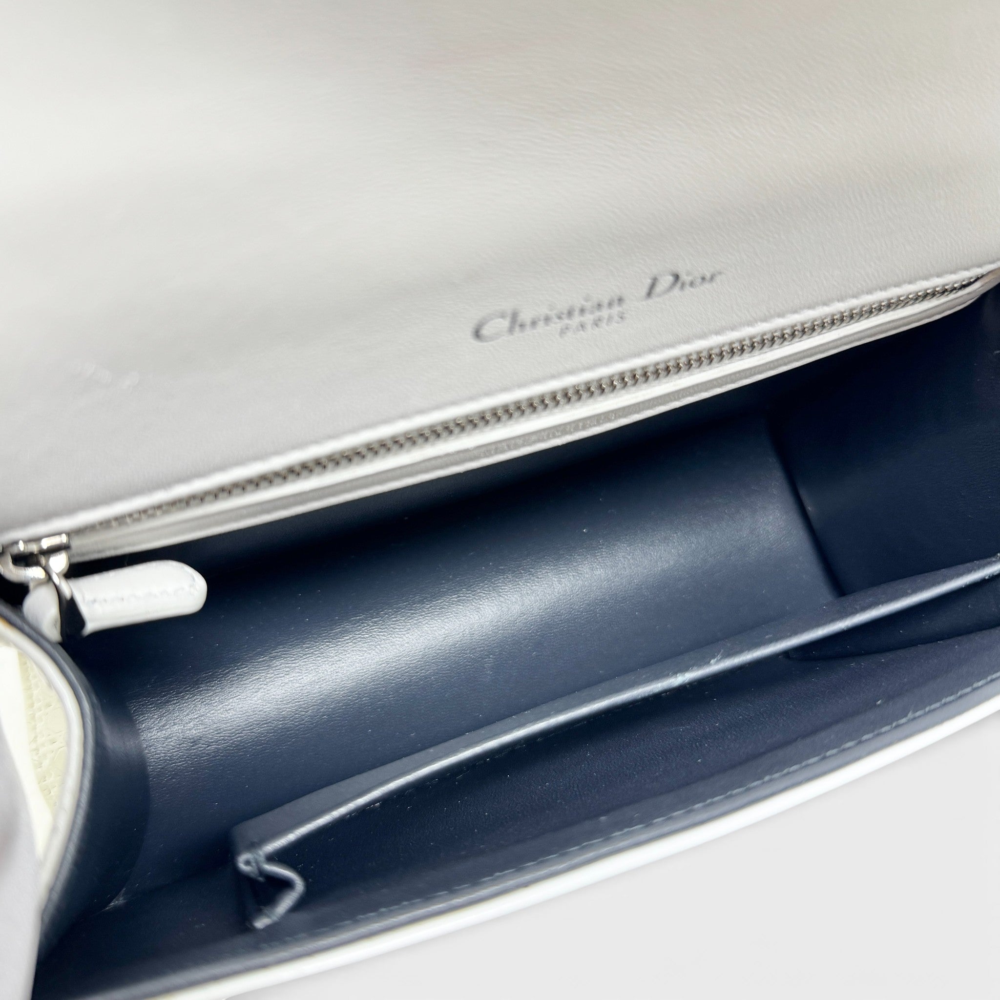 Dior White Small Micro-cannage Diorama Flap