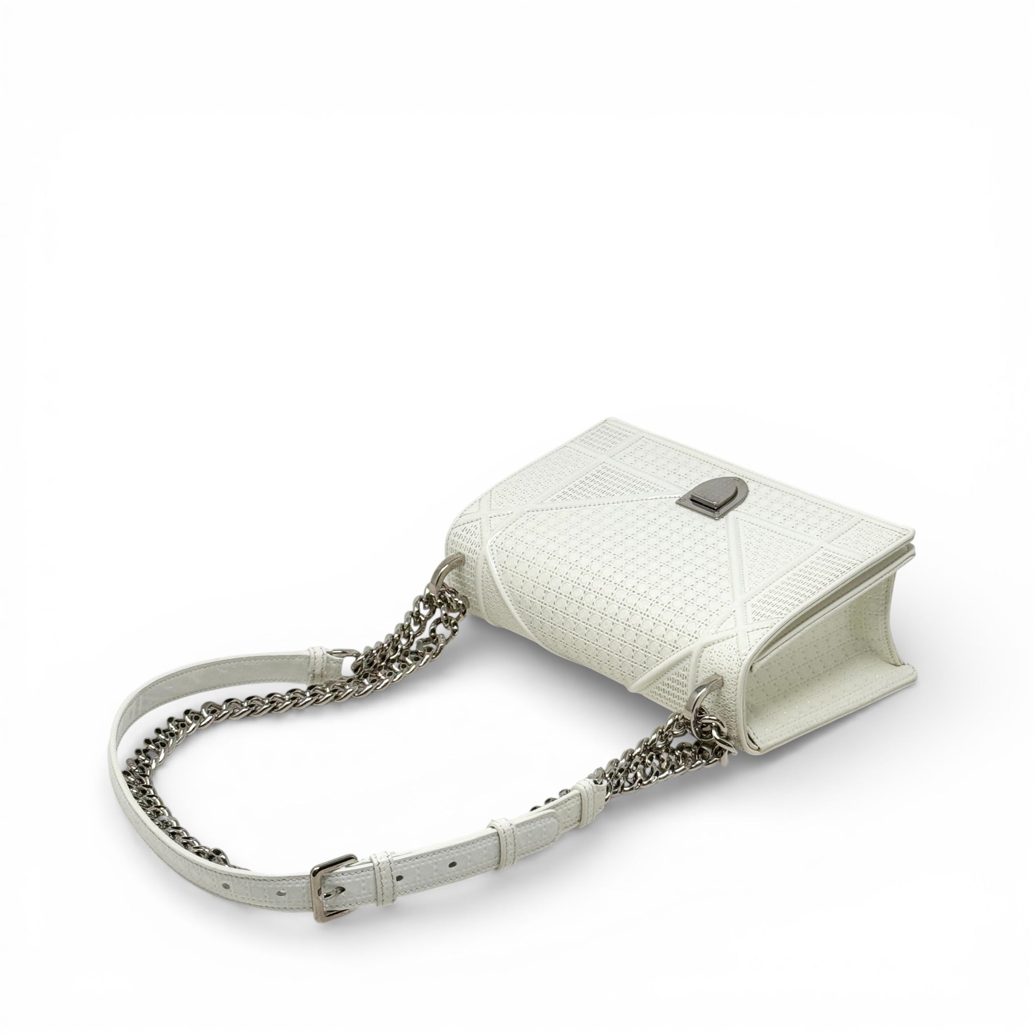 Dior White Small Micro-cannage Diorama Flap