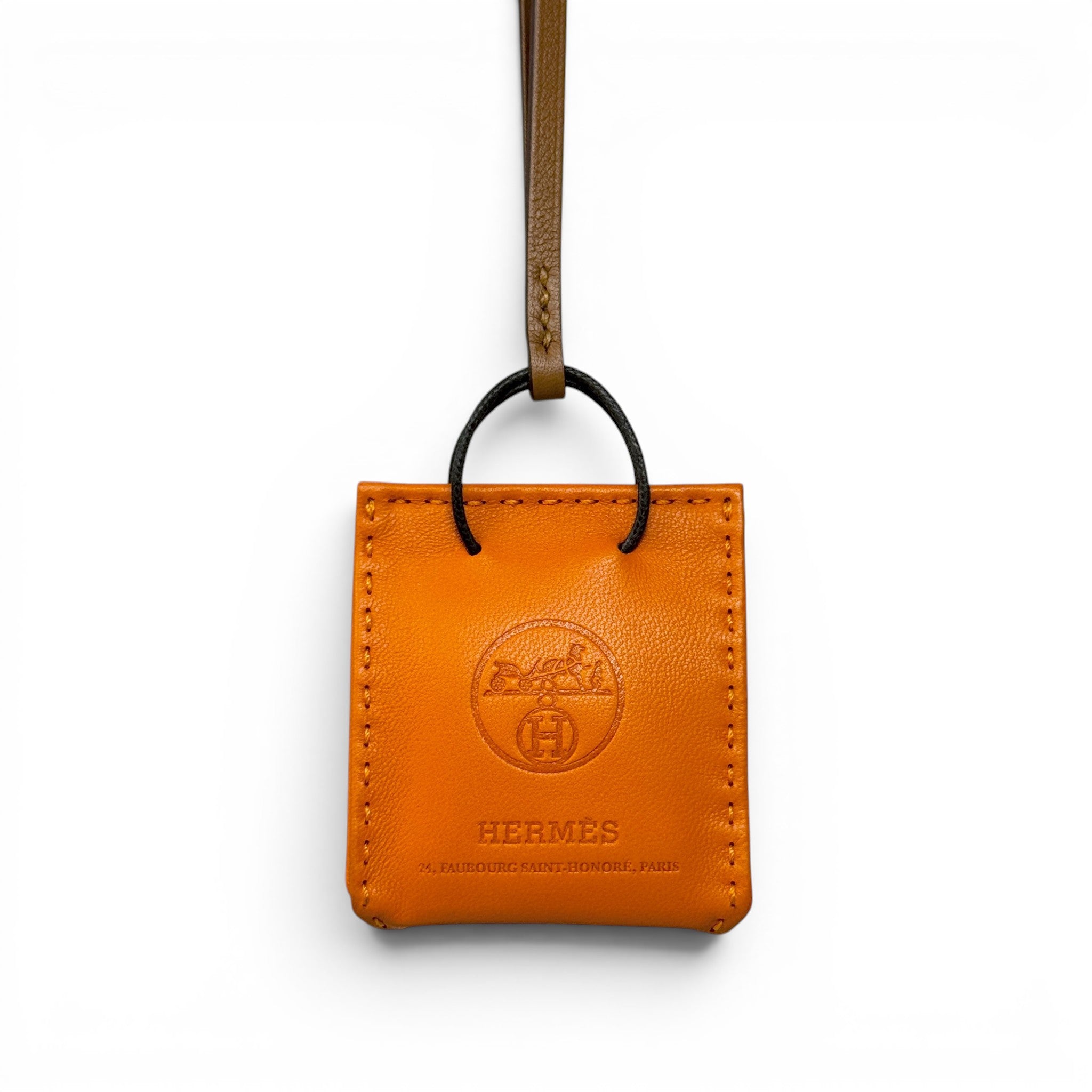 Hermes Orange Shopping Bag Charm