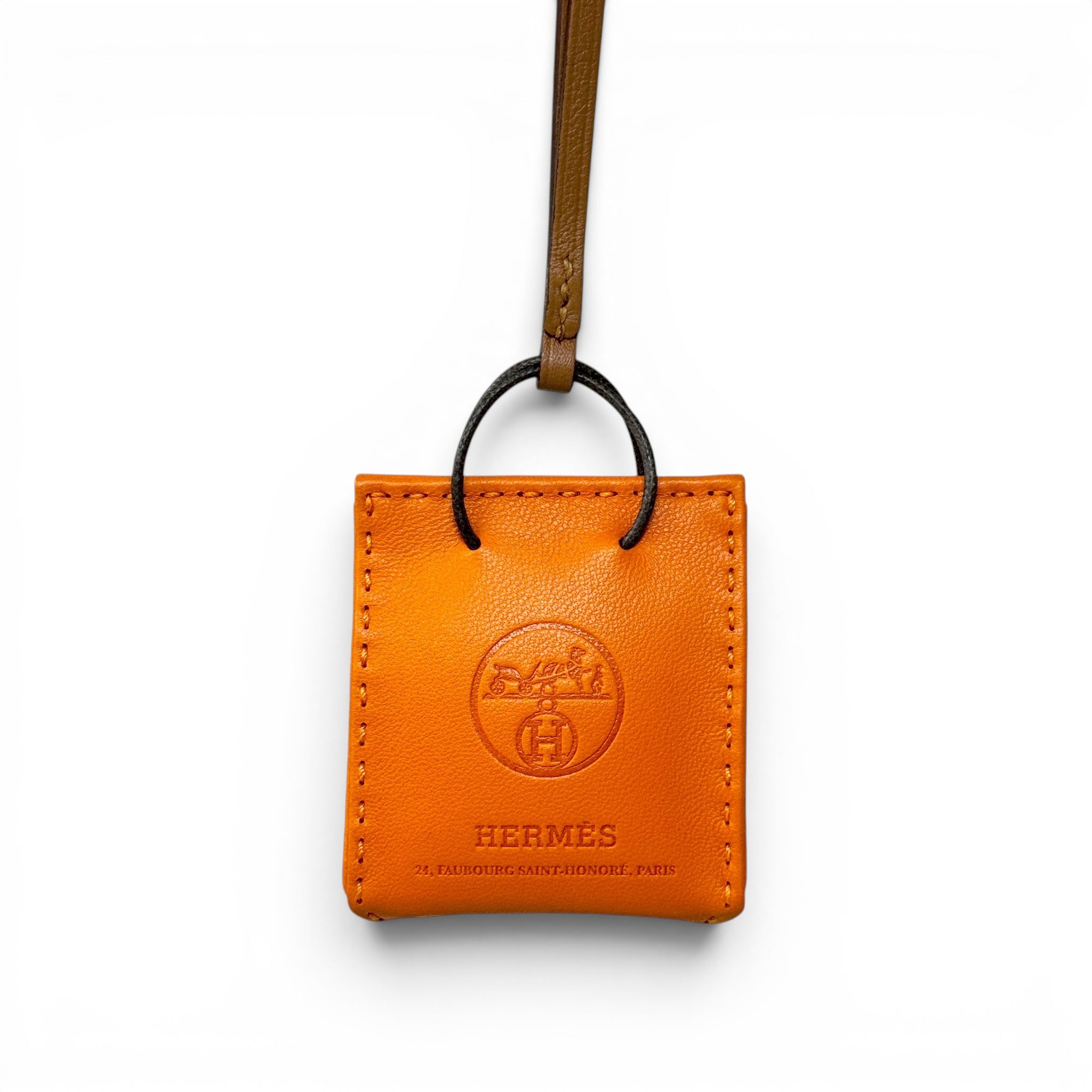 Hermes Orange Shopping Bag Charm