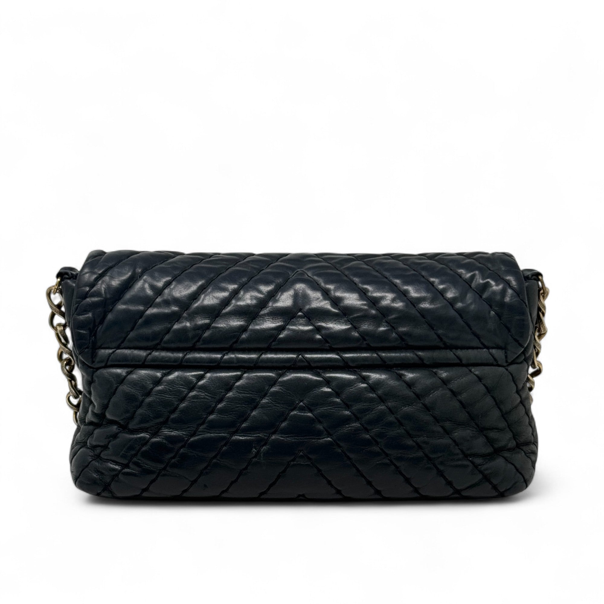 Chanel Black Chevron Large Surpique Flap