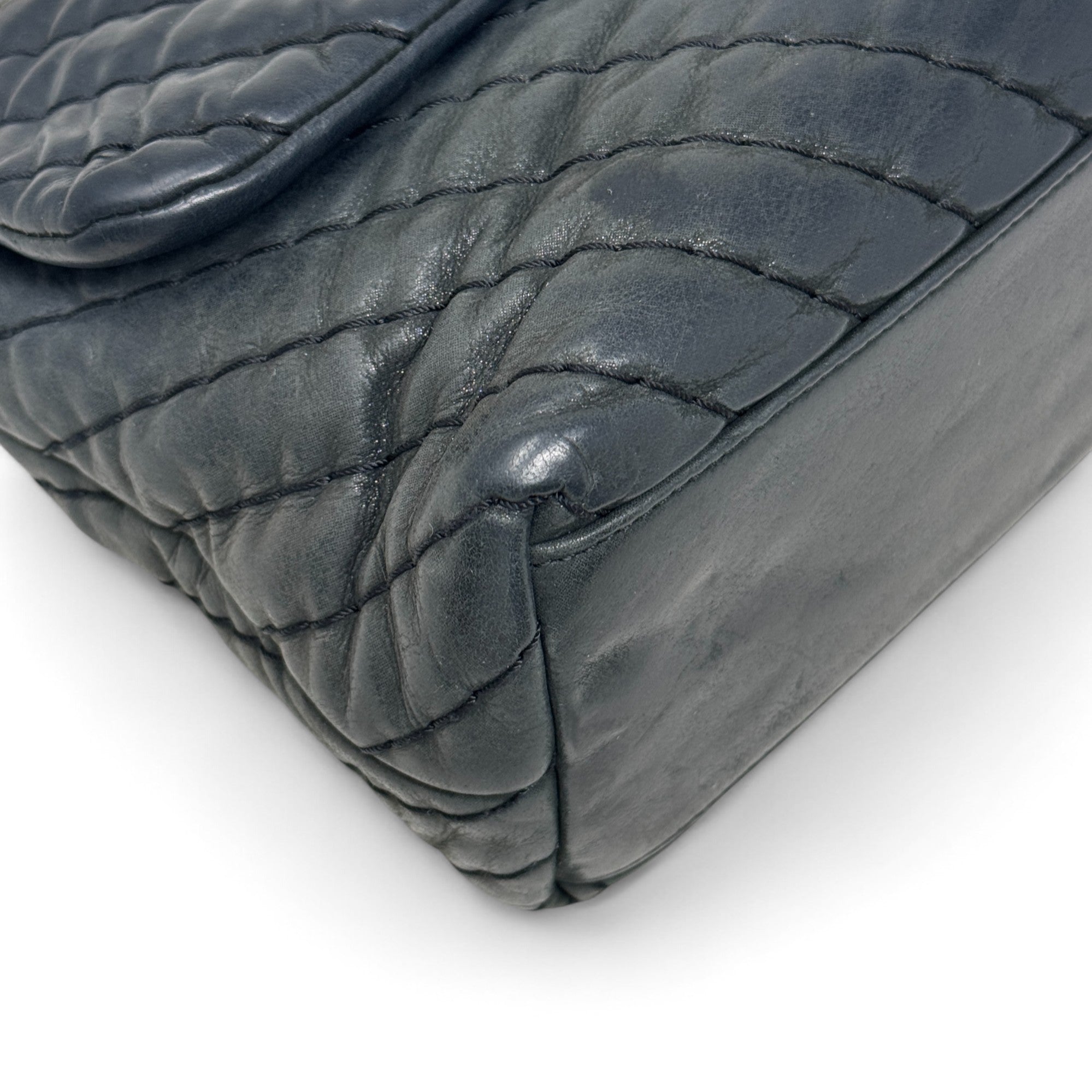 Chanel Black Chevron Large Surpique Flap