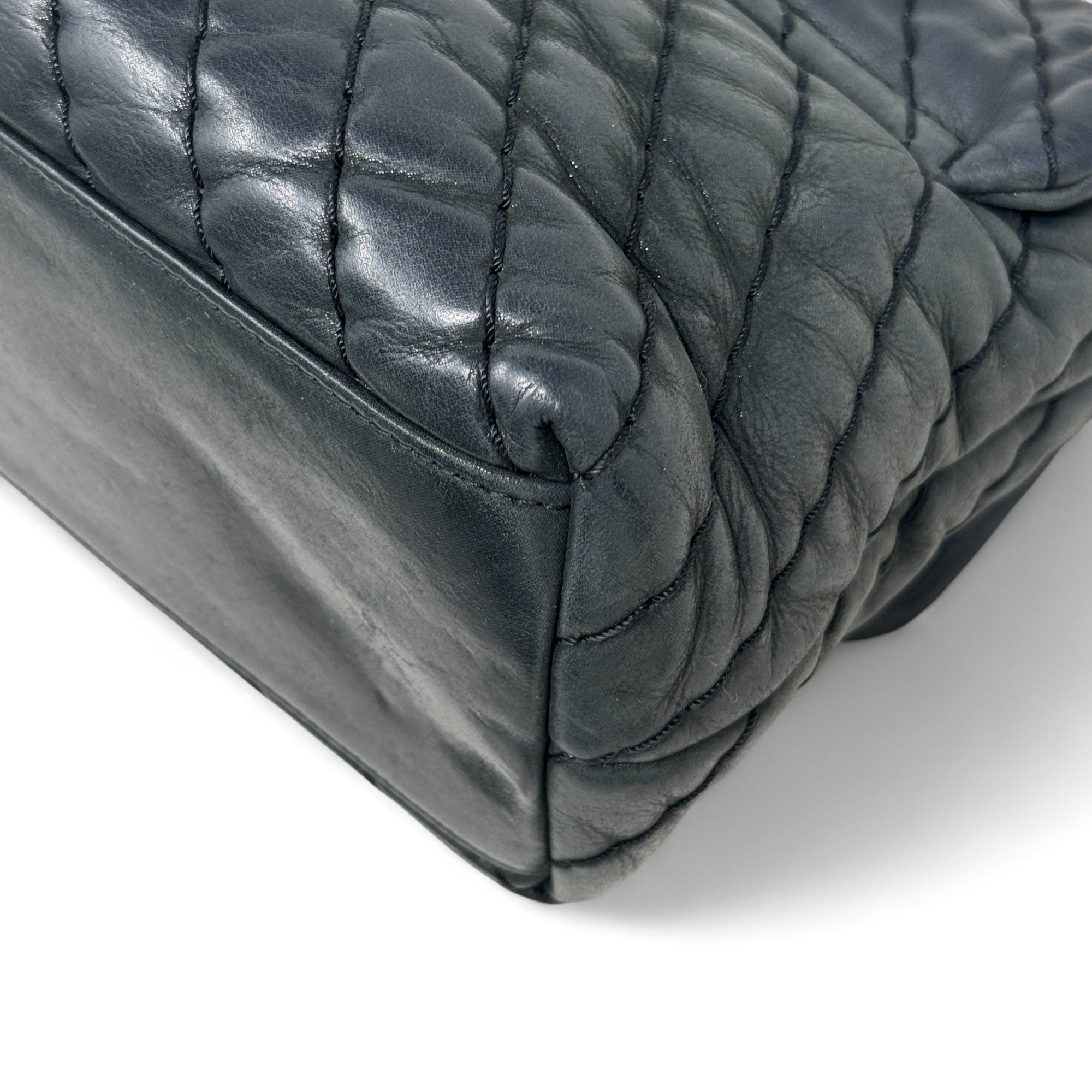 Chanel Black Chevron Large Surpique Flap