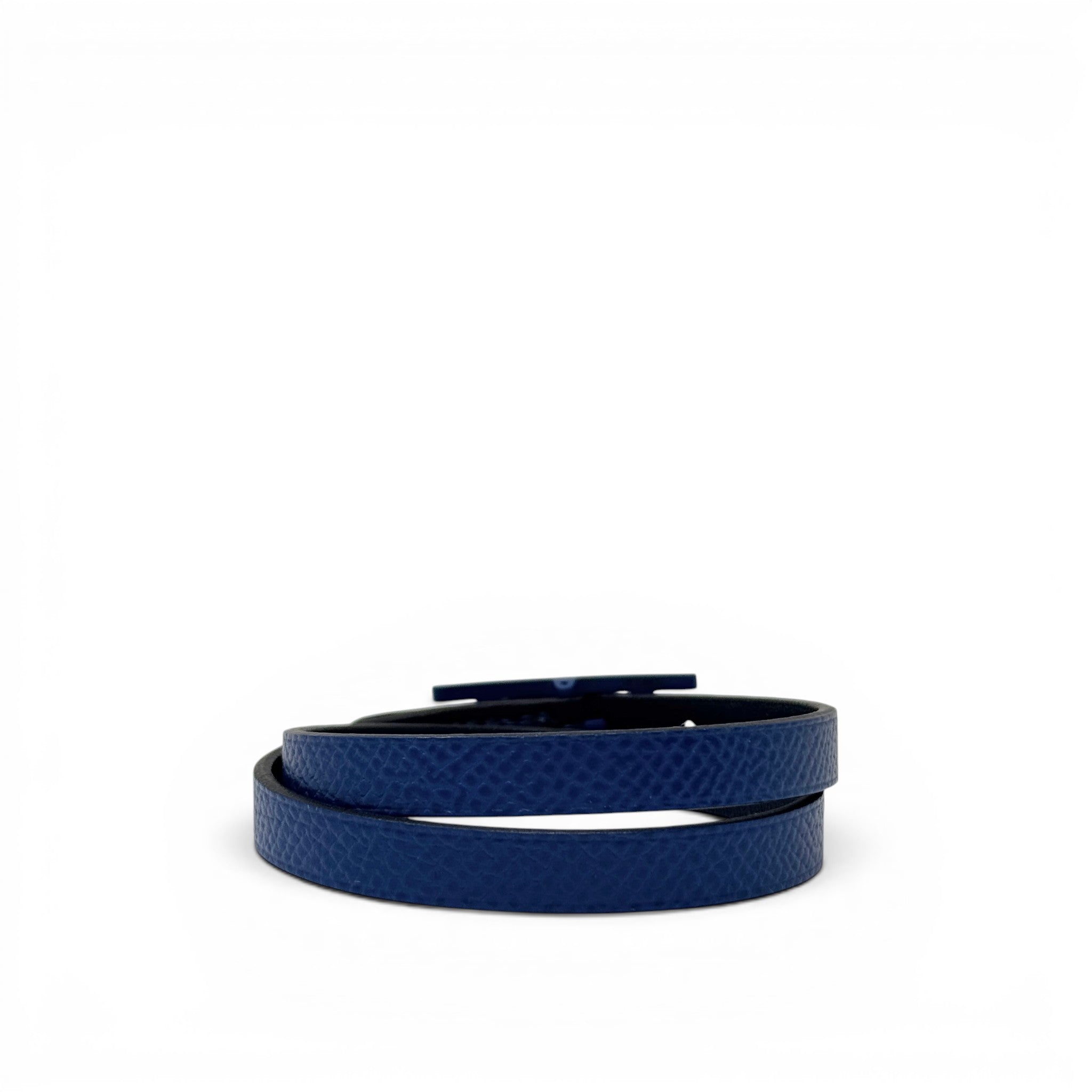 Hermes Blue France Behapi Double Tour Bracelet