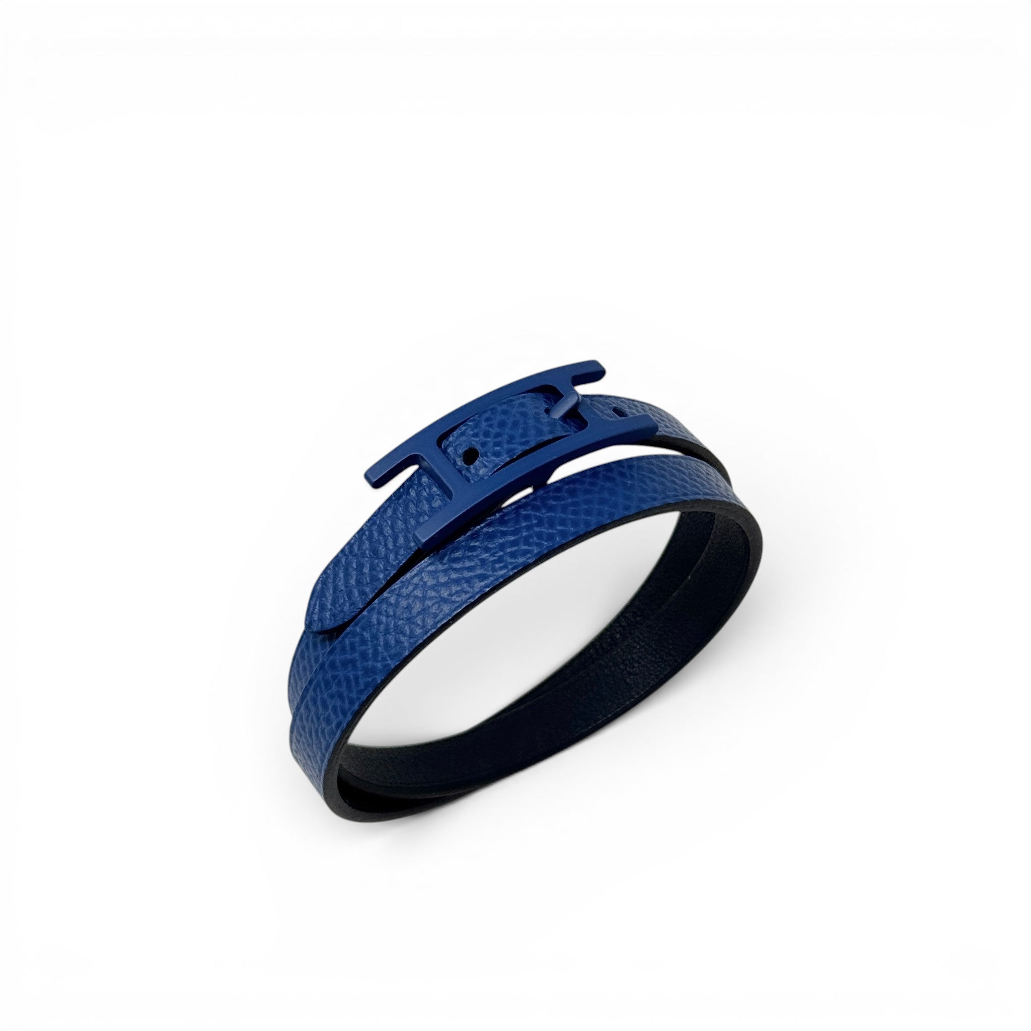 Hermes Blue France Behapi Double Tour Bracelet