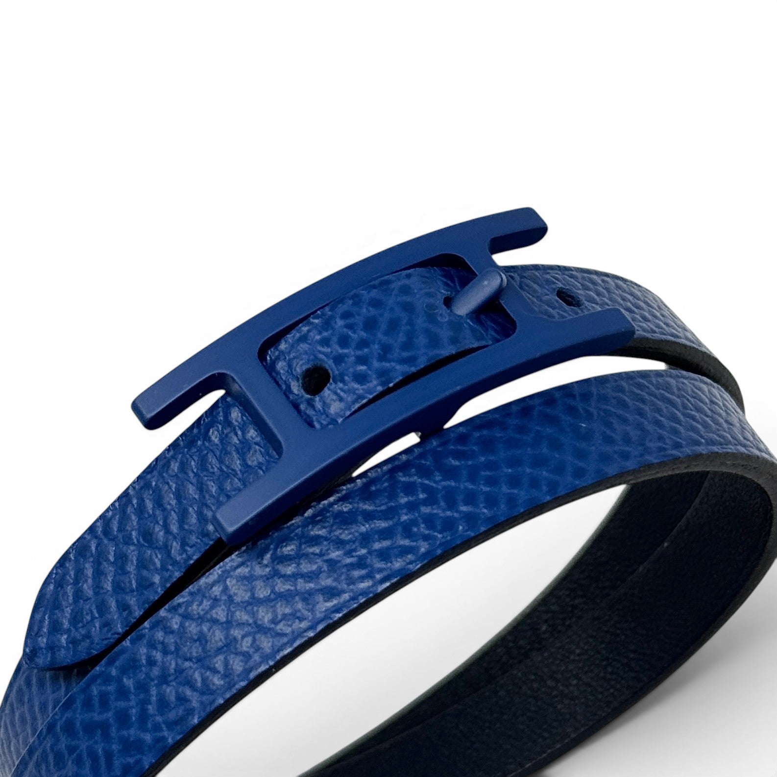 Hermes Blue France Behapi Double Tour Bracelet