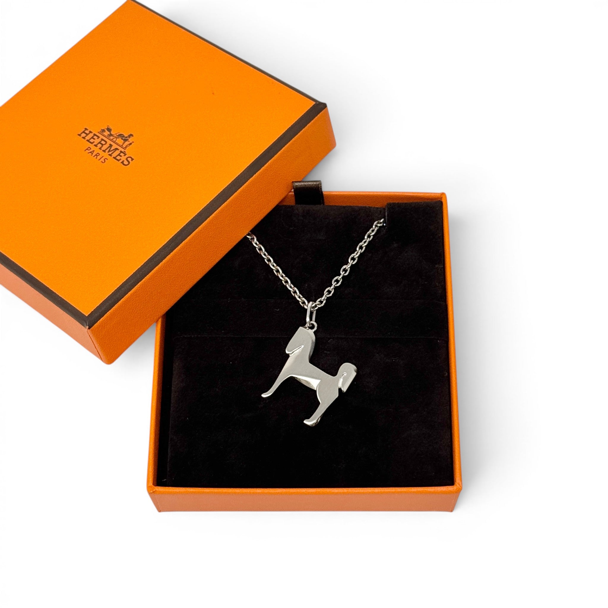 Hermes Silver Panache Horse Pendant Necklace