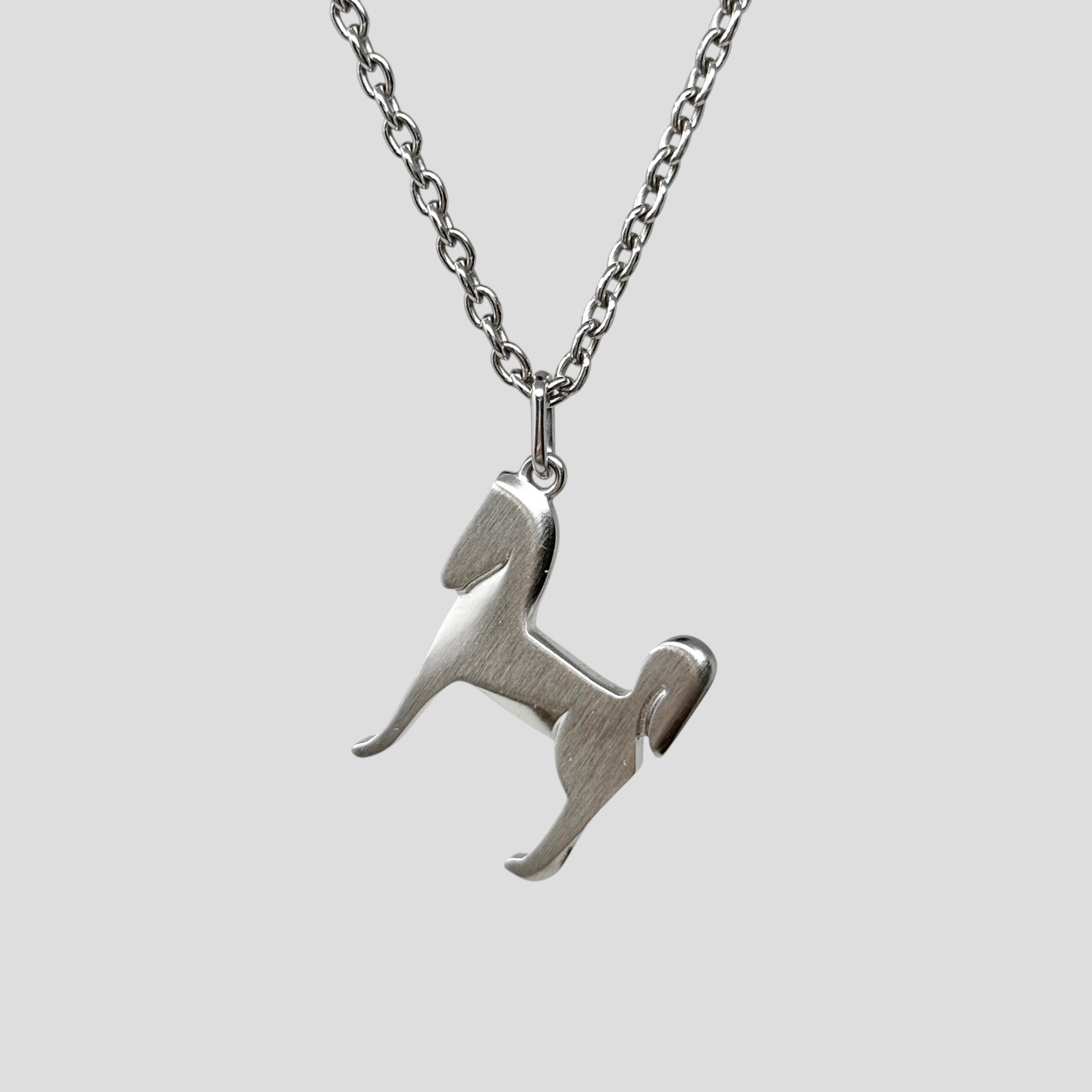Hermes Silver Panache Horse Pendant Necklace