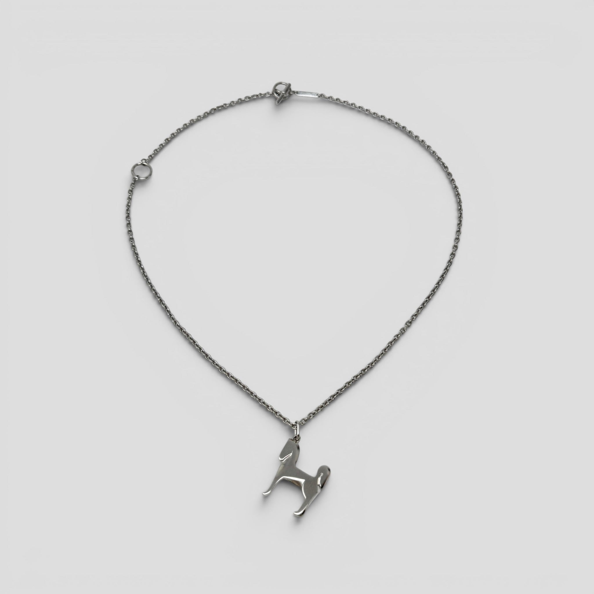 Hermes Silver Panache Horse Pendant Necklace