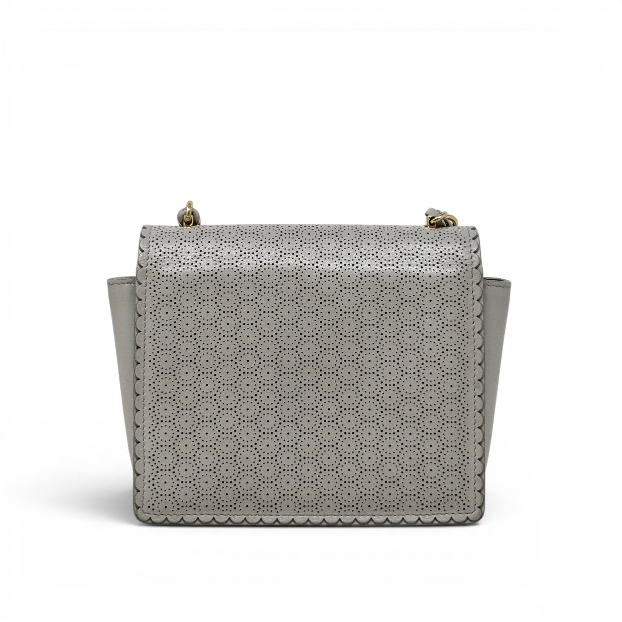 Ferragamo Gray Perforated Mini Miss Ginny Bag