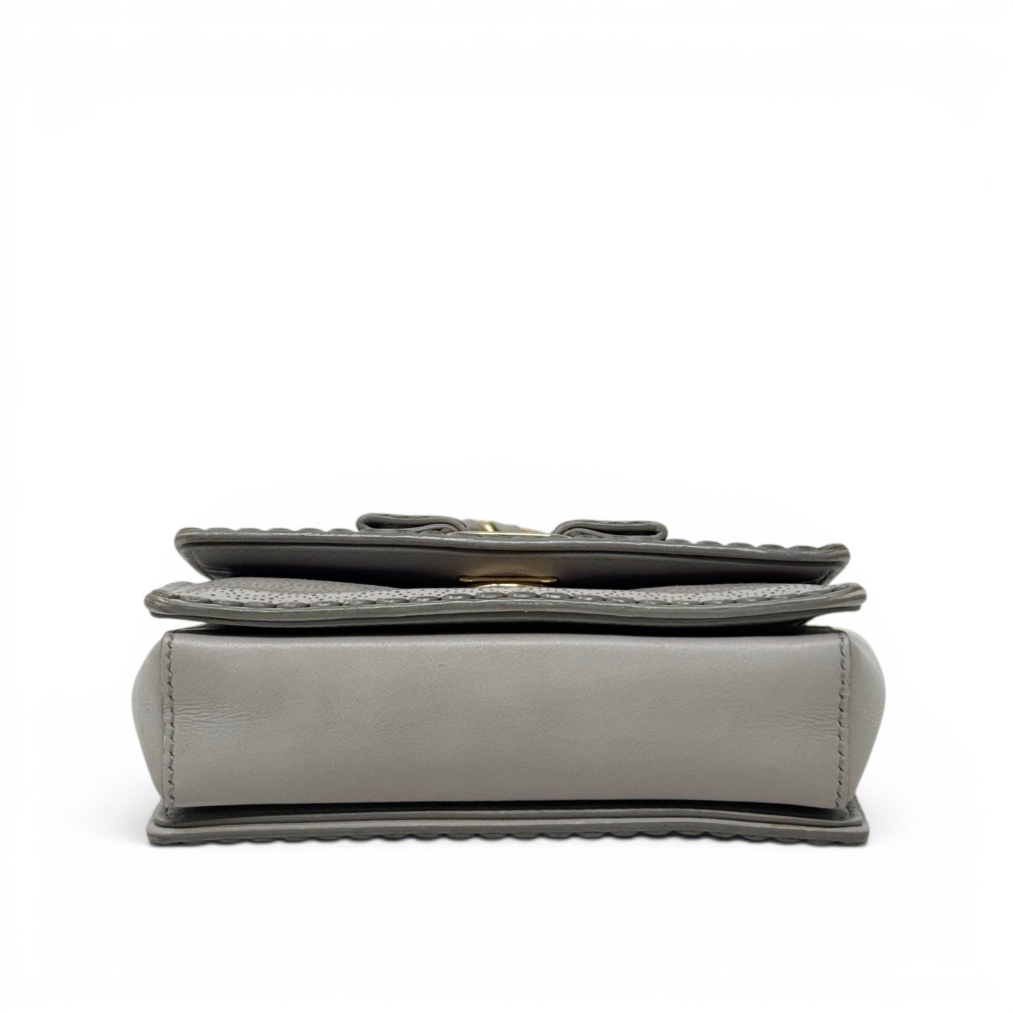 Ferragamo Gray Perforated Mini Miss Ginny Bag