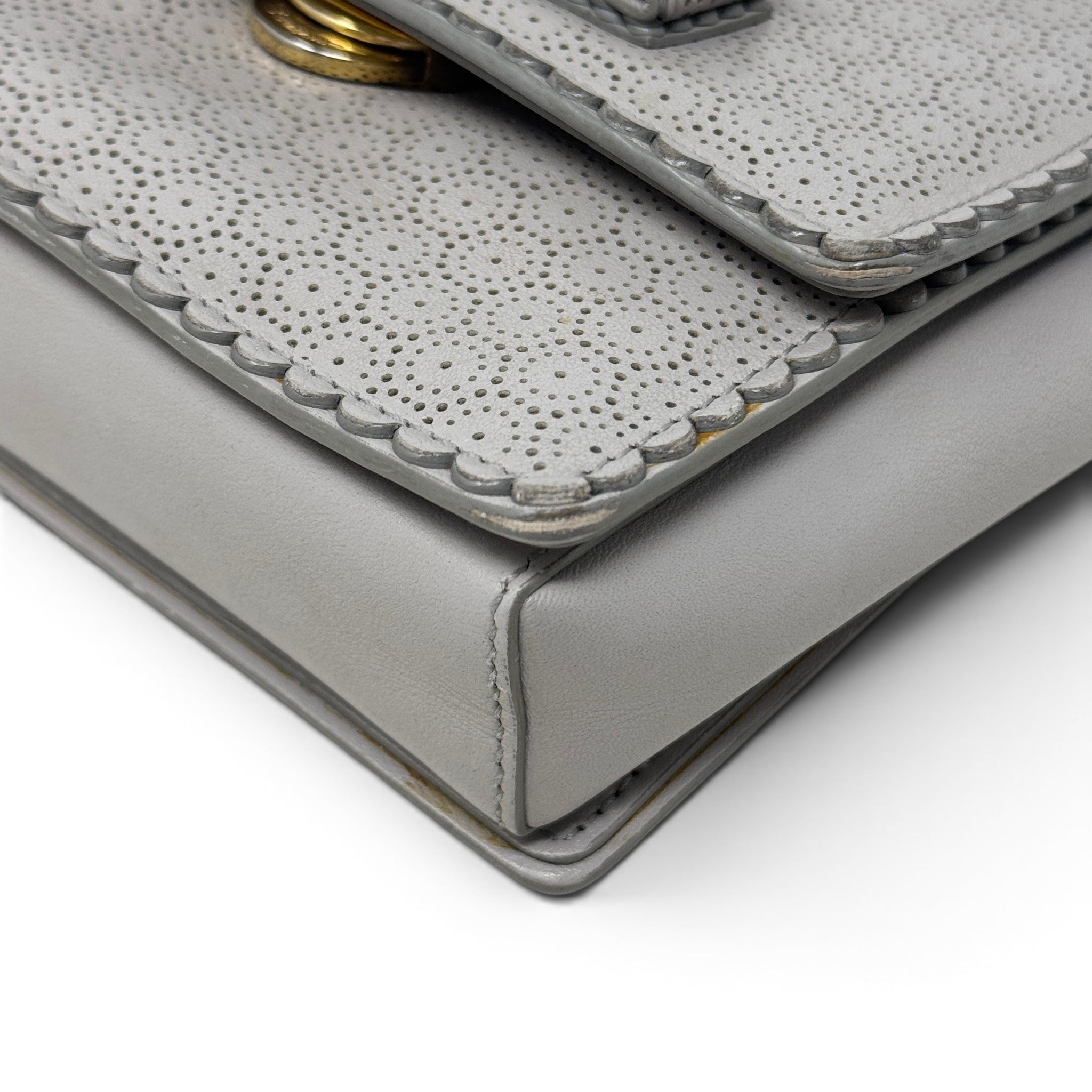 Ferragamo Gray Perforated Mini Miss Ginny Bag