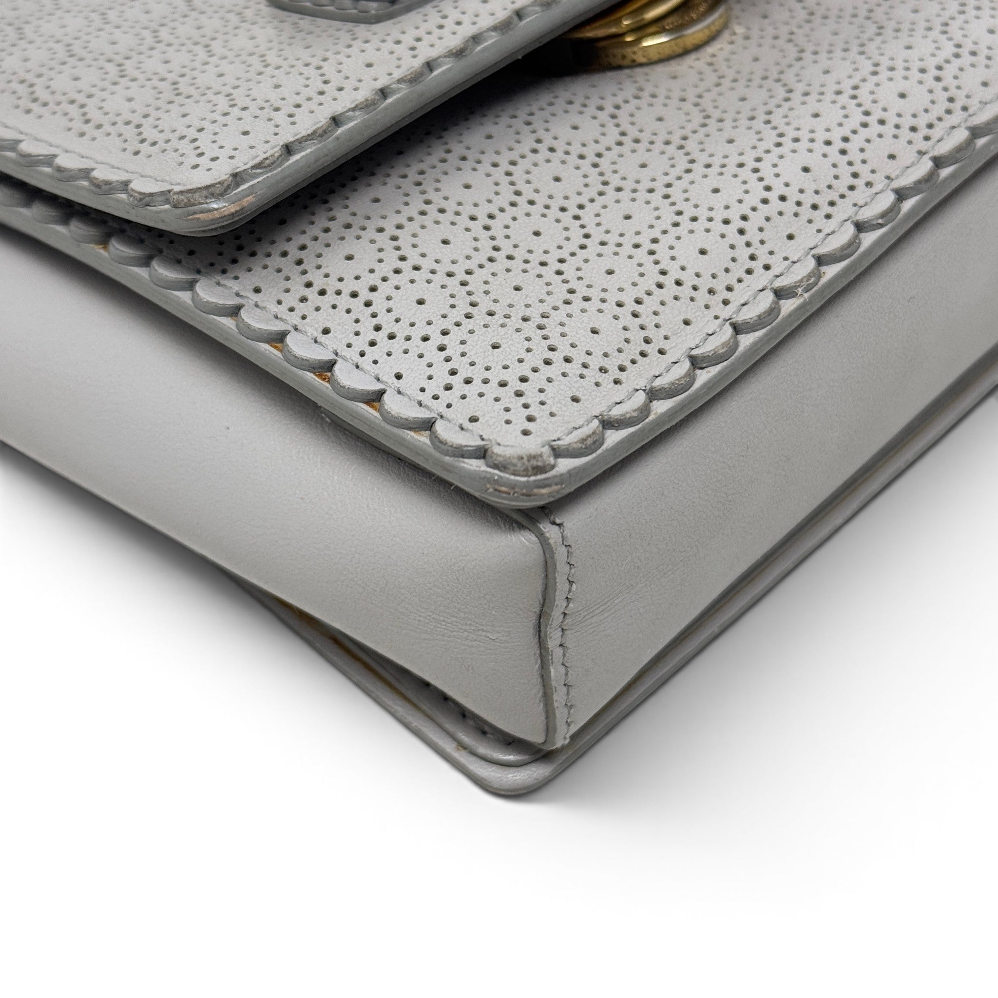 Ferragamo Gray Perforated Mini Miss Ginny Bag