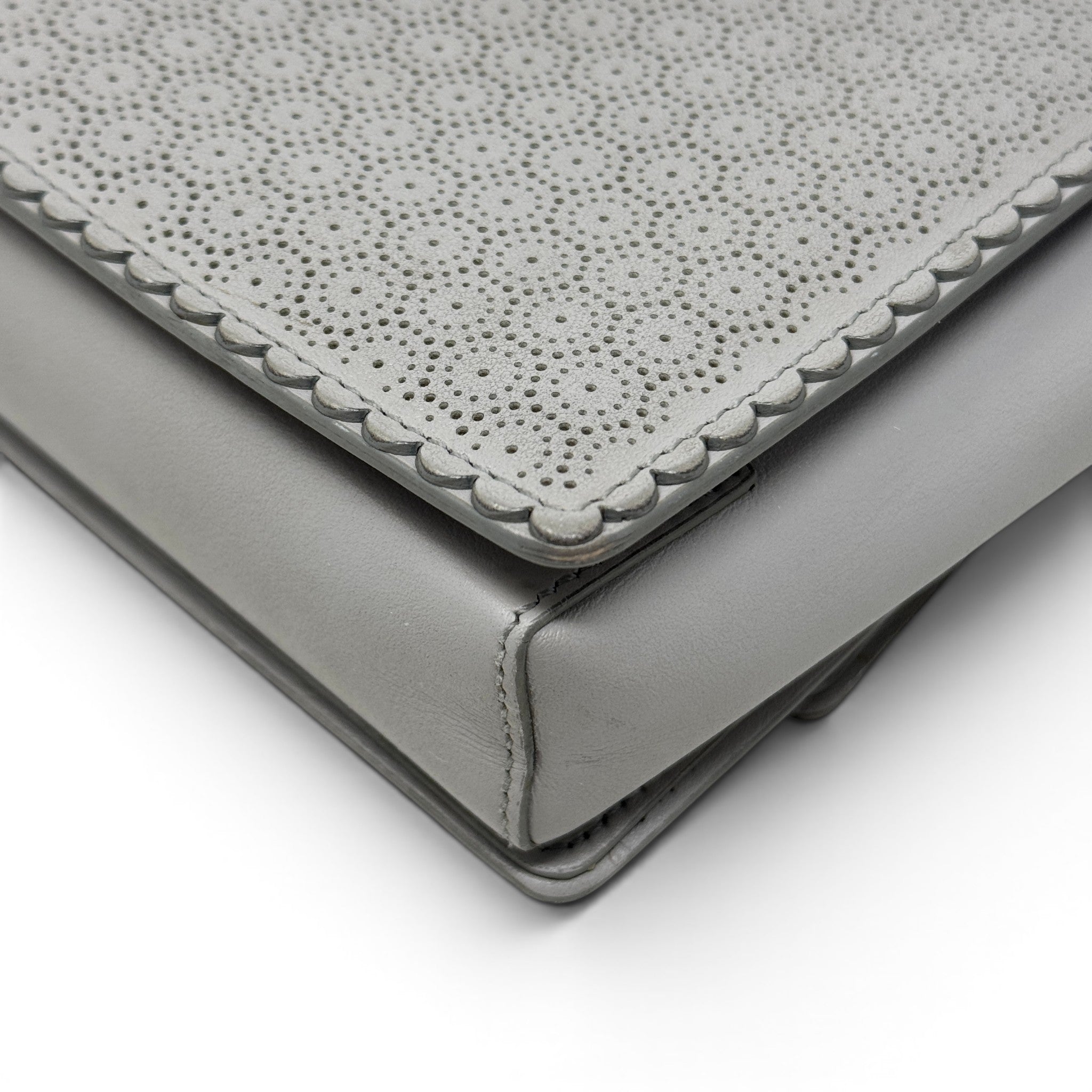 Ferragamo Gray Perforated Mini Miss Ginny Bag