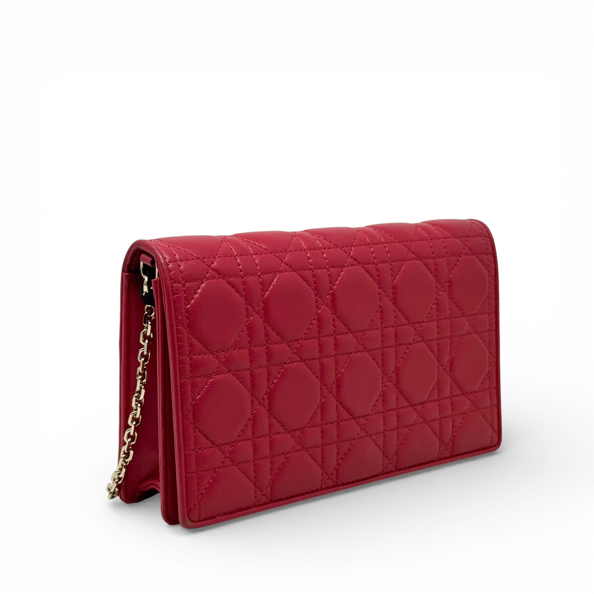 Dior Red Lady Dior Pouch with Chain
