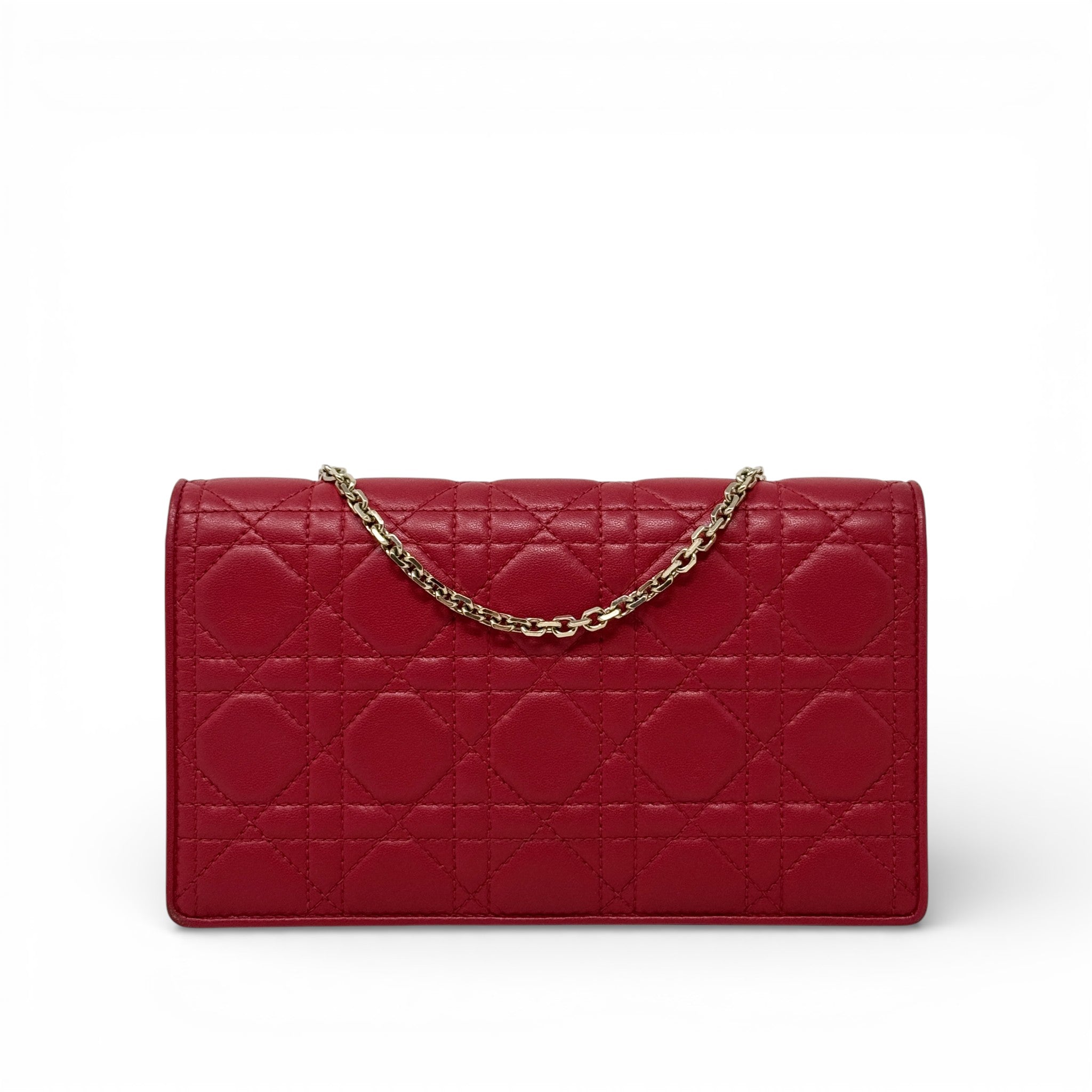 Dior Red Lady Dior Pouch with Chain