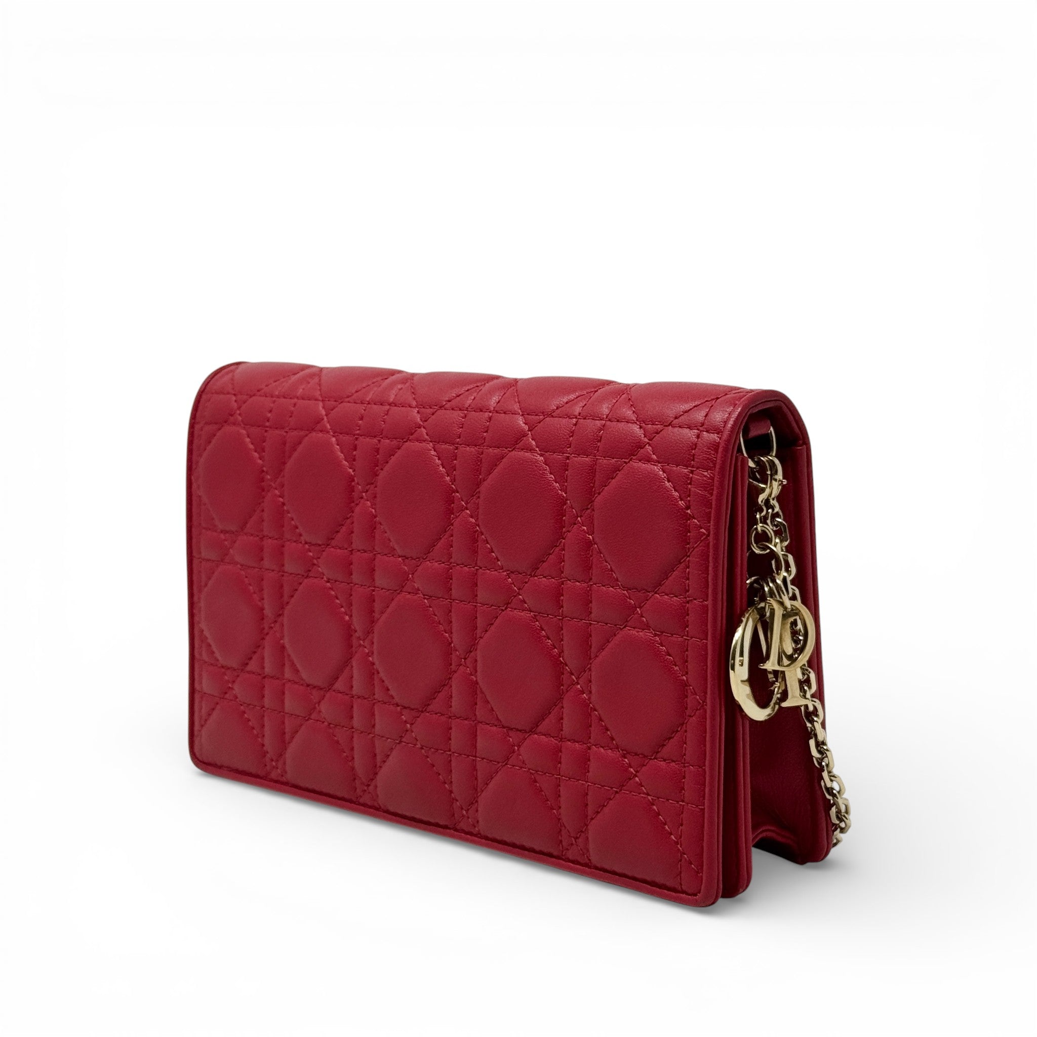 Dior Red Lady Dior Pouch with Chain
