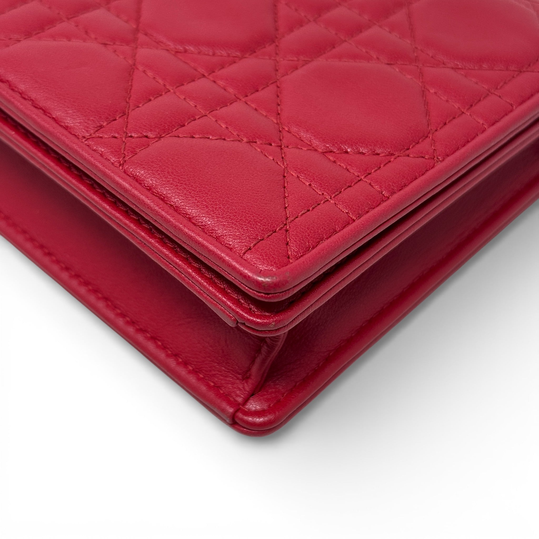 Dior Red Lady Dior Pouch with Chain