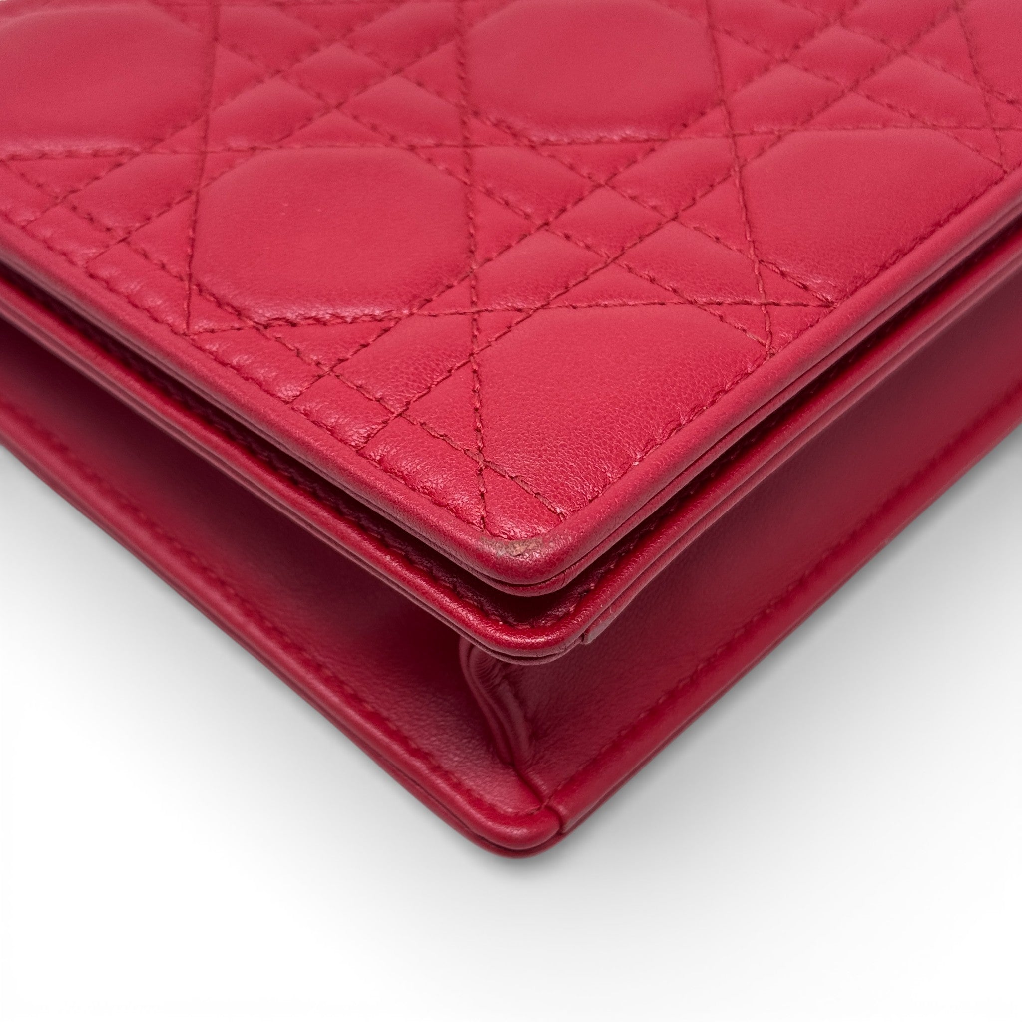 Dior Red Lady Dior Pouch with Chain