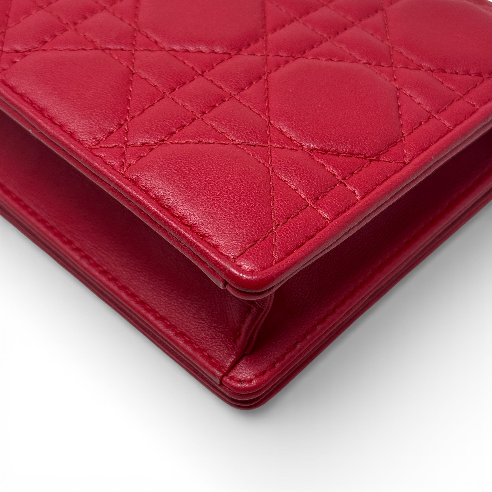 Dior Red Lady Dior Pouch with Chain