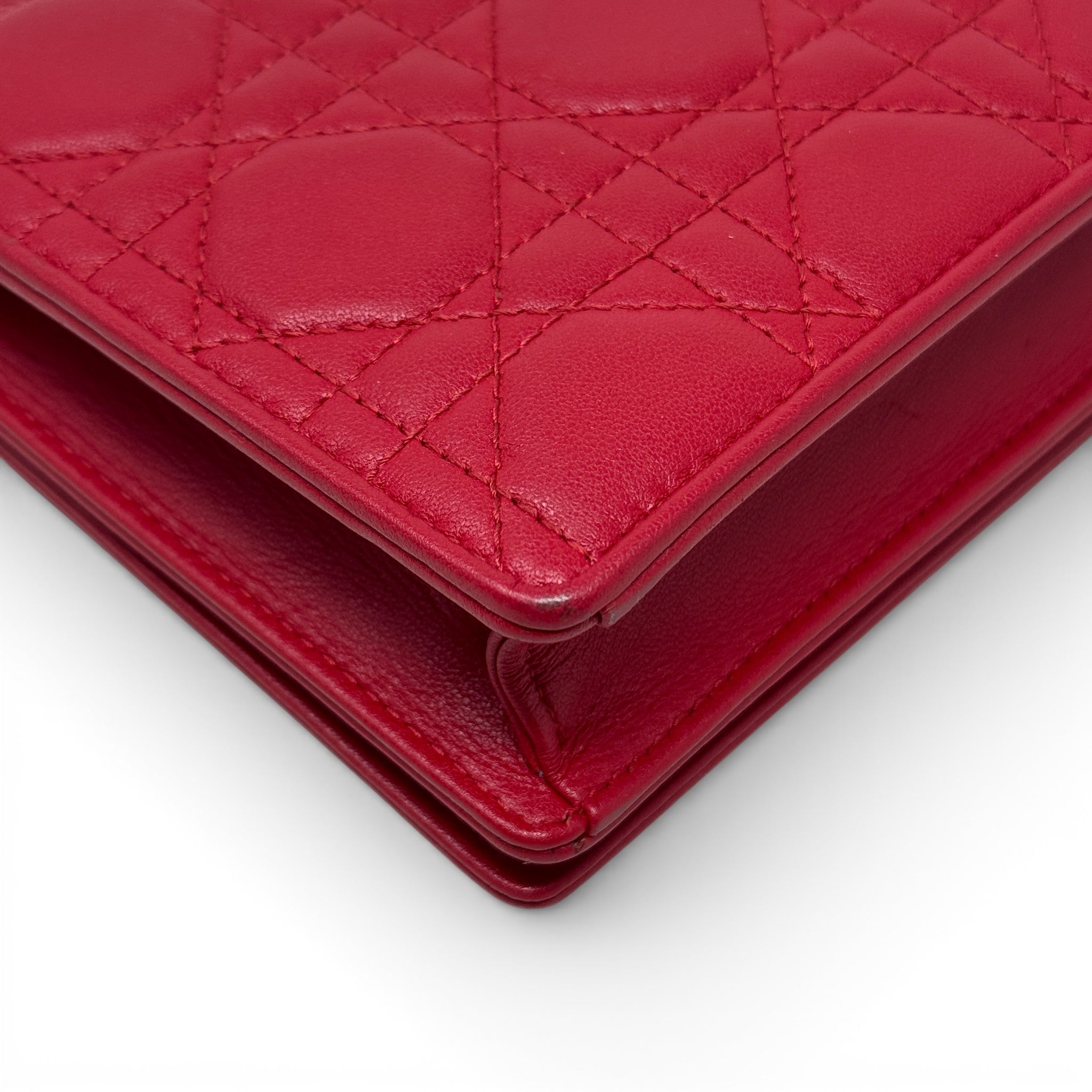 Dior Red Lady Dior Pouch with Chain