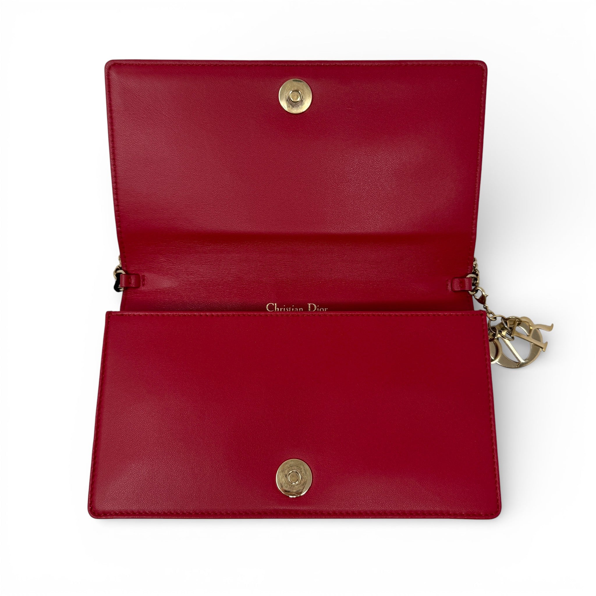 Dior Red Lady Dior Pouch with Chain