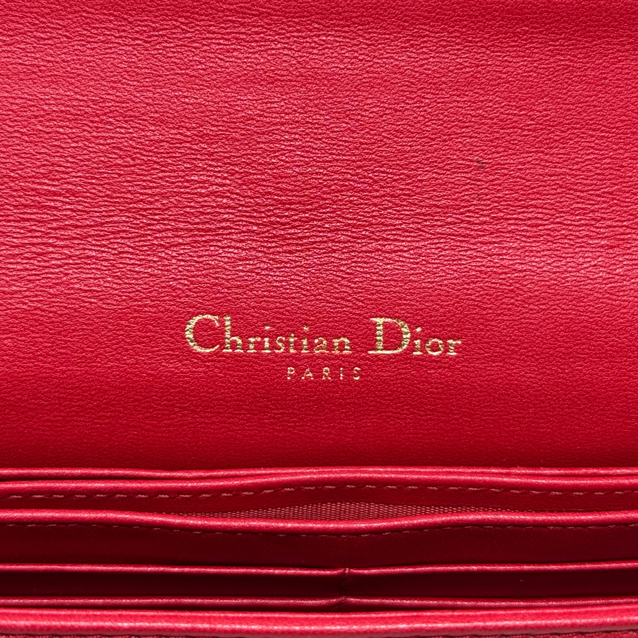 Dior Red Lady Dior Pouch with Chain