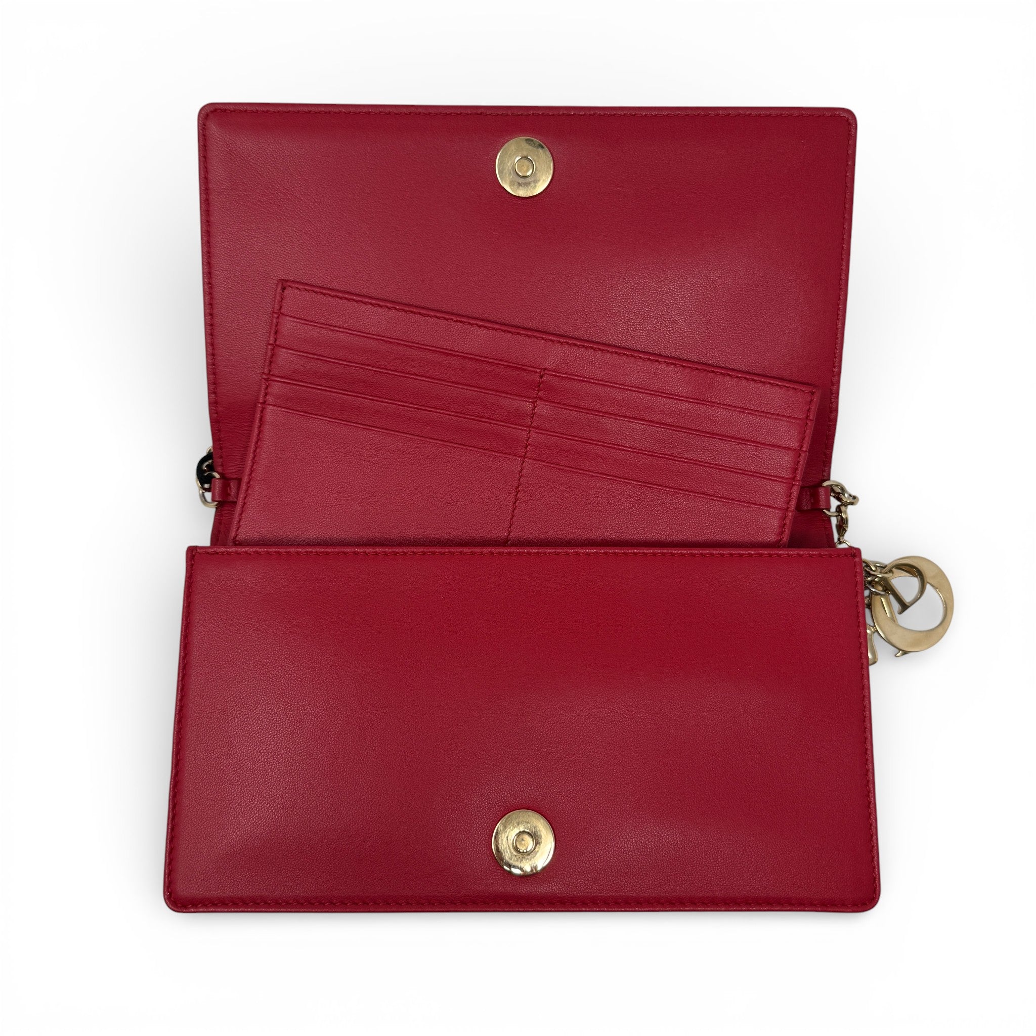 Dior Red Lady Dior Pouch with Chain
