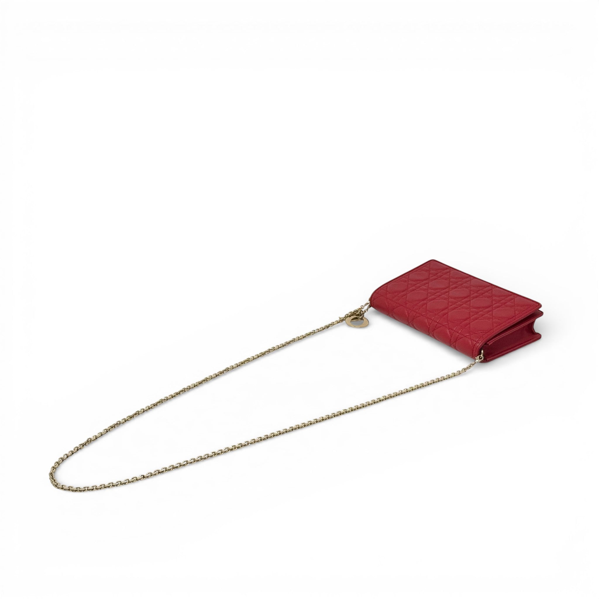 Dior Red Lady Dior Pouch with Chain