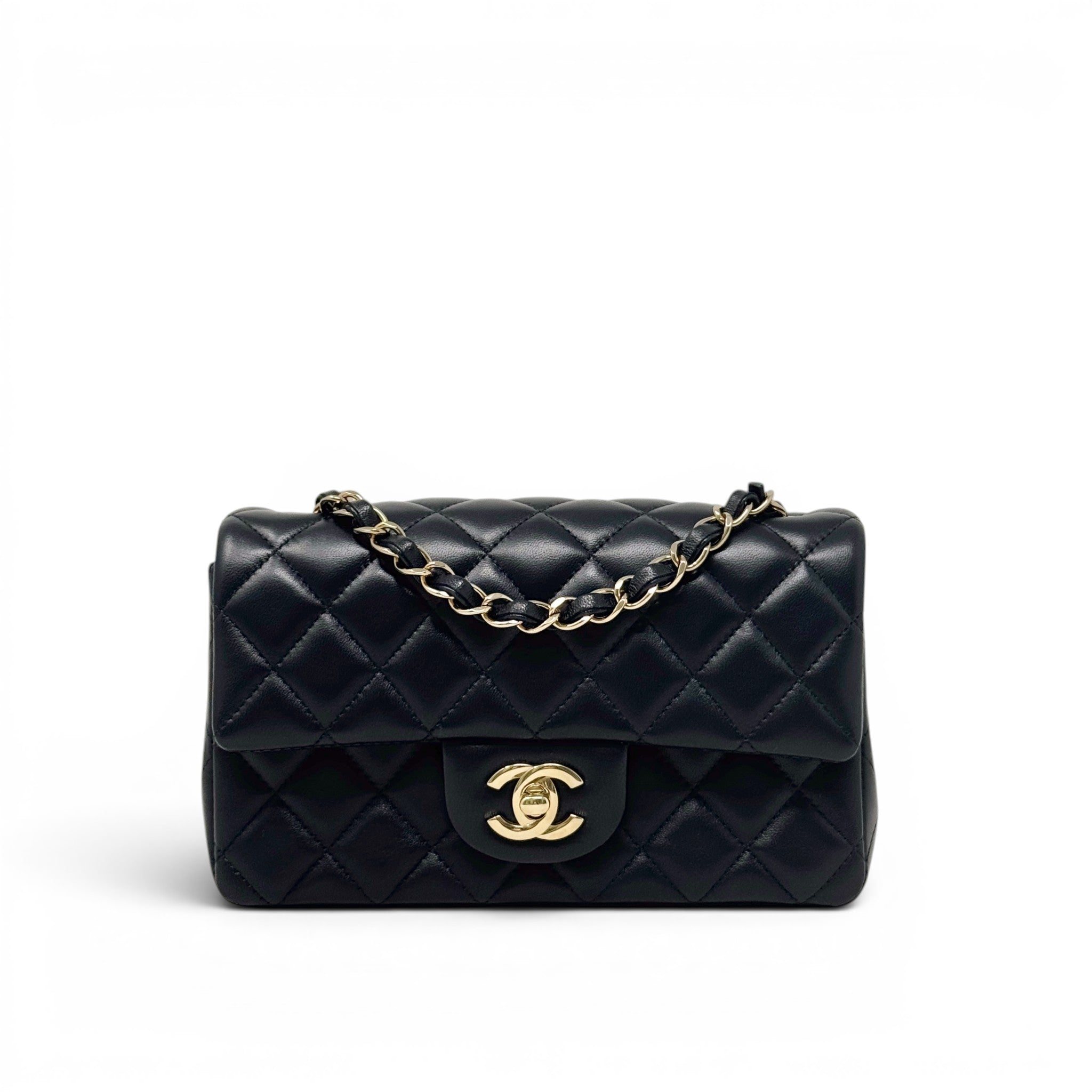 Chanel Black Lambskin Mini Classic Handbag