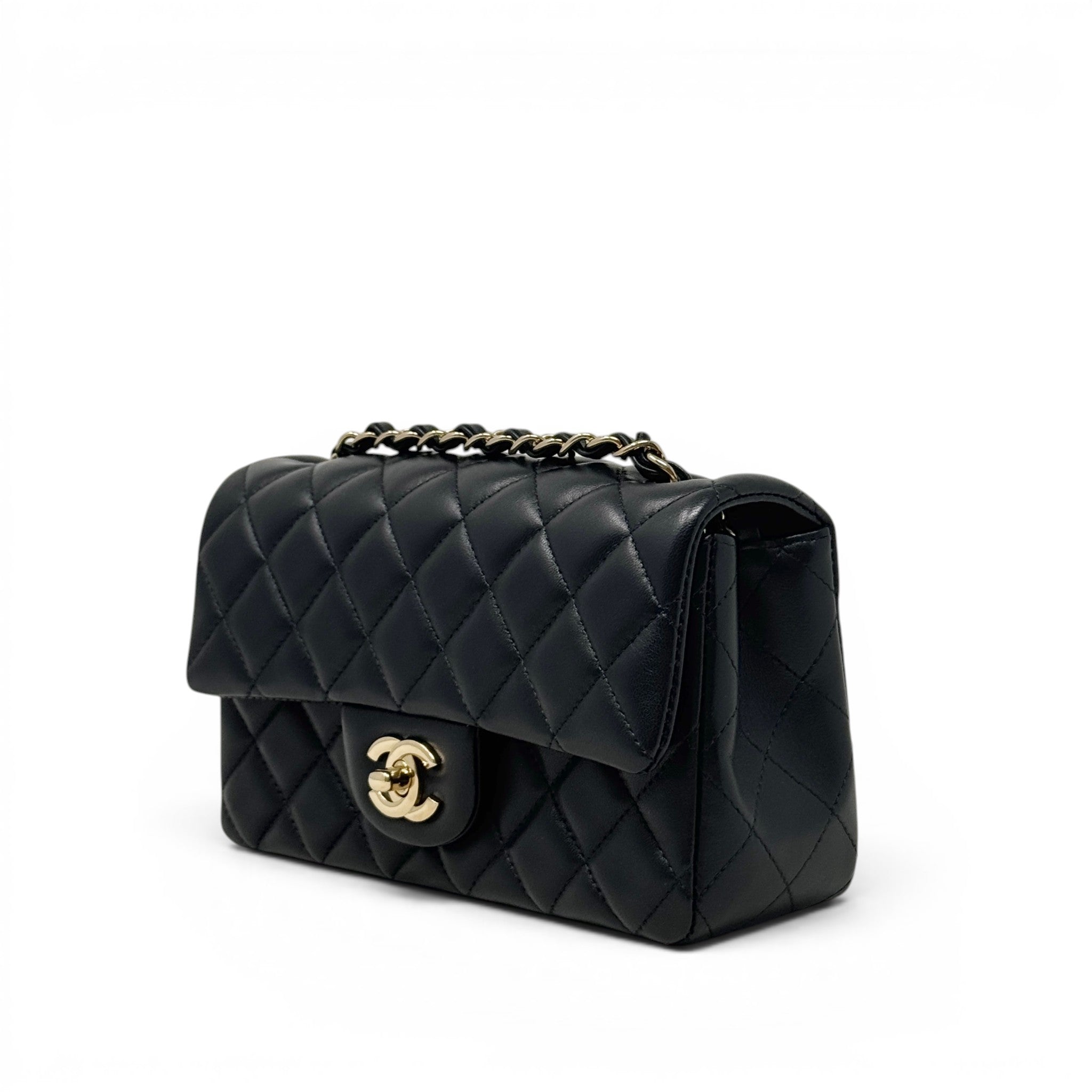 Chanel Black Lambskin Mini Classic Handbag
