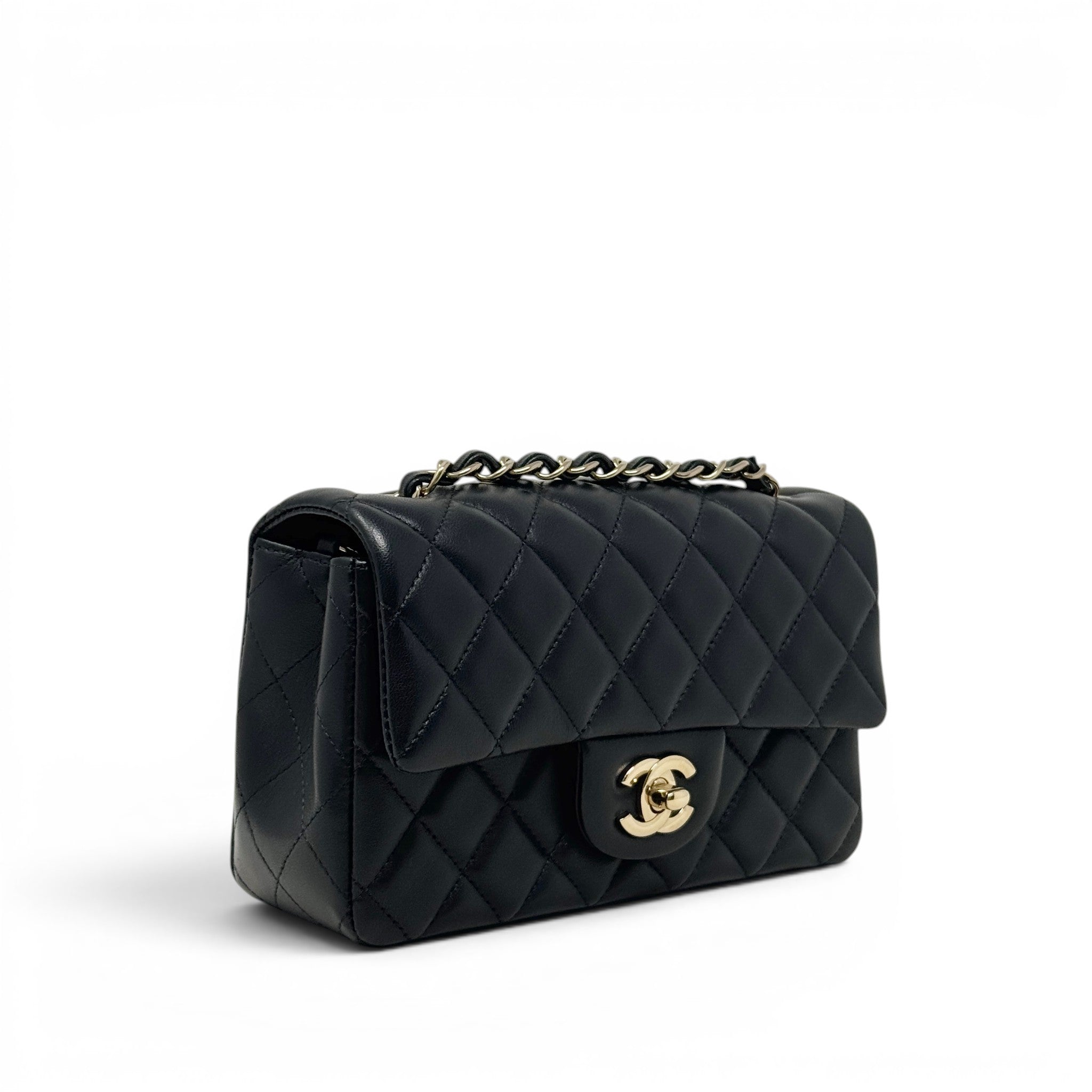 Chanel Black Lambskin Mini Classic Handbag