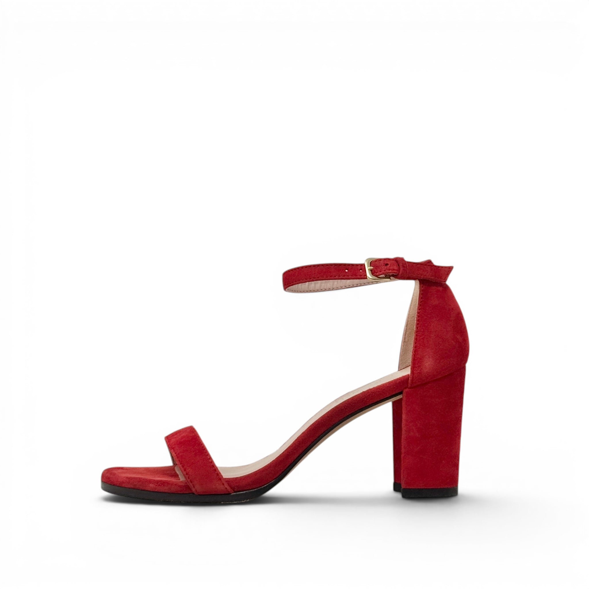 Stuart Weitzman Red Suede Block-heel Sandals