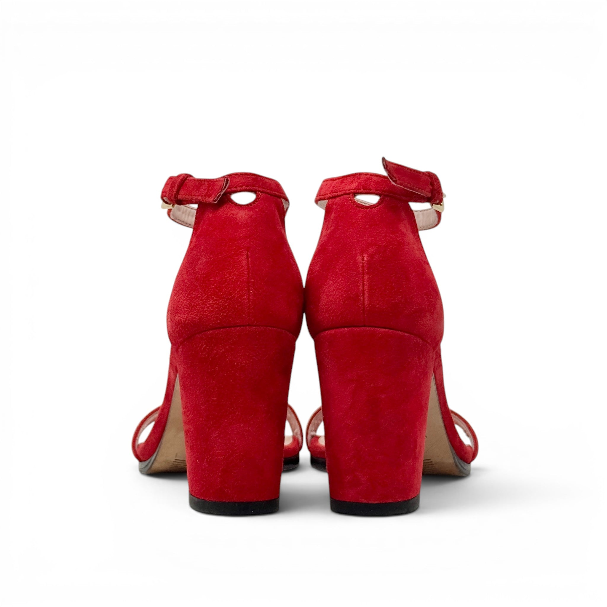 Stuart Weitzman Red Suede Block-heel Sandals