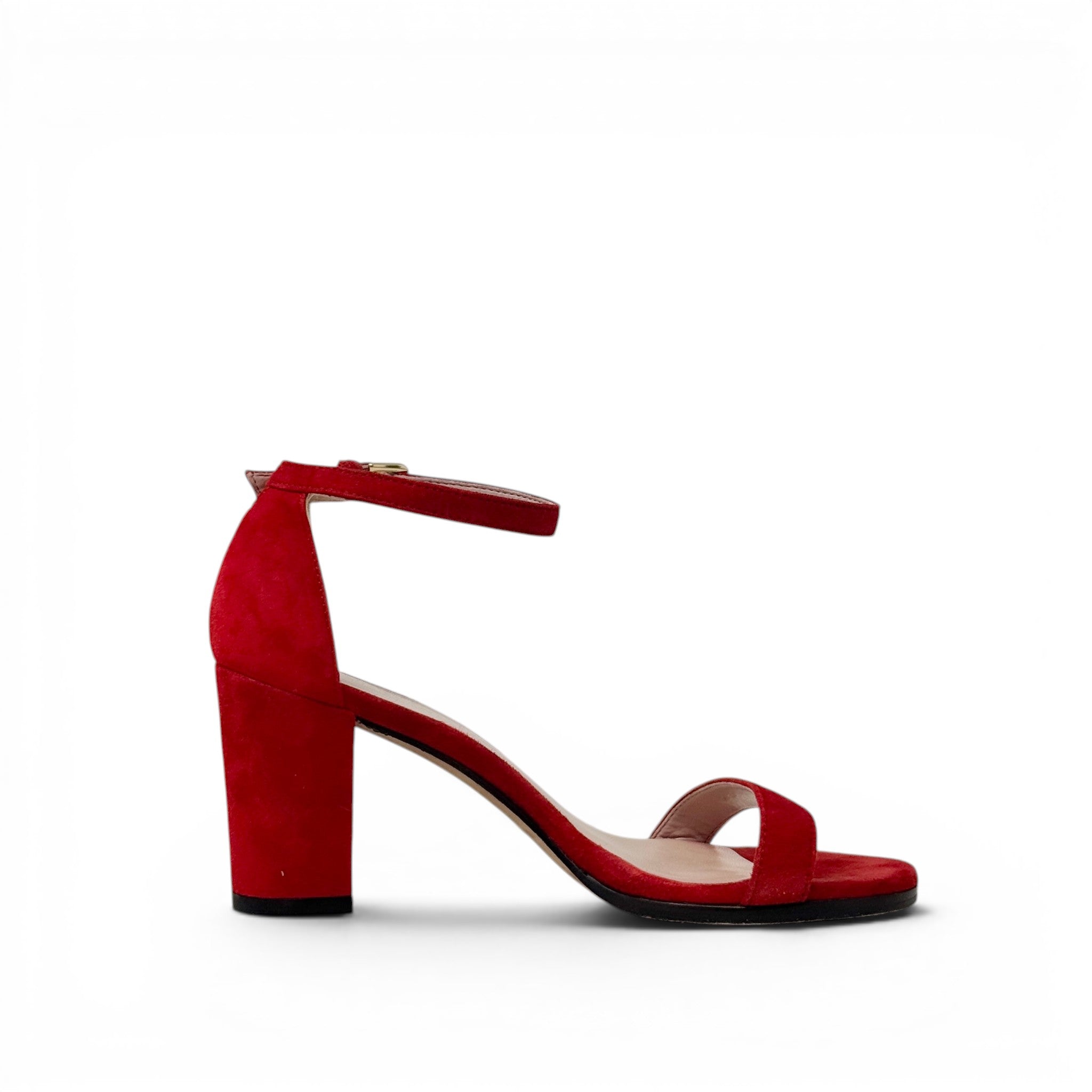 Stuart Weitzman Red Suede Block-heel Sandals