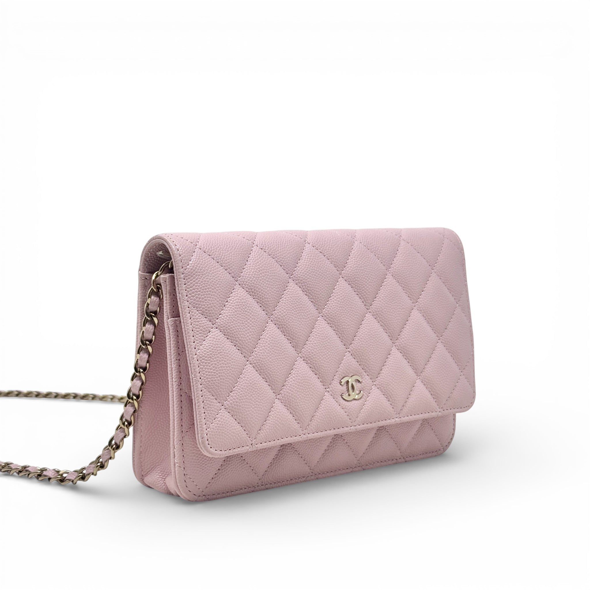 Chanel Pink Caviar Classic Wallet On Chain