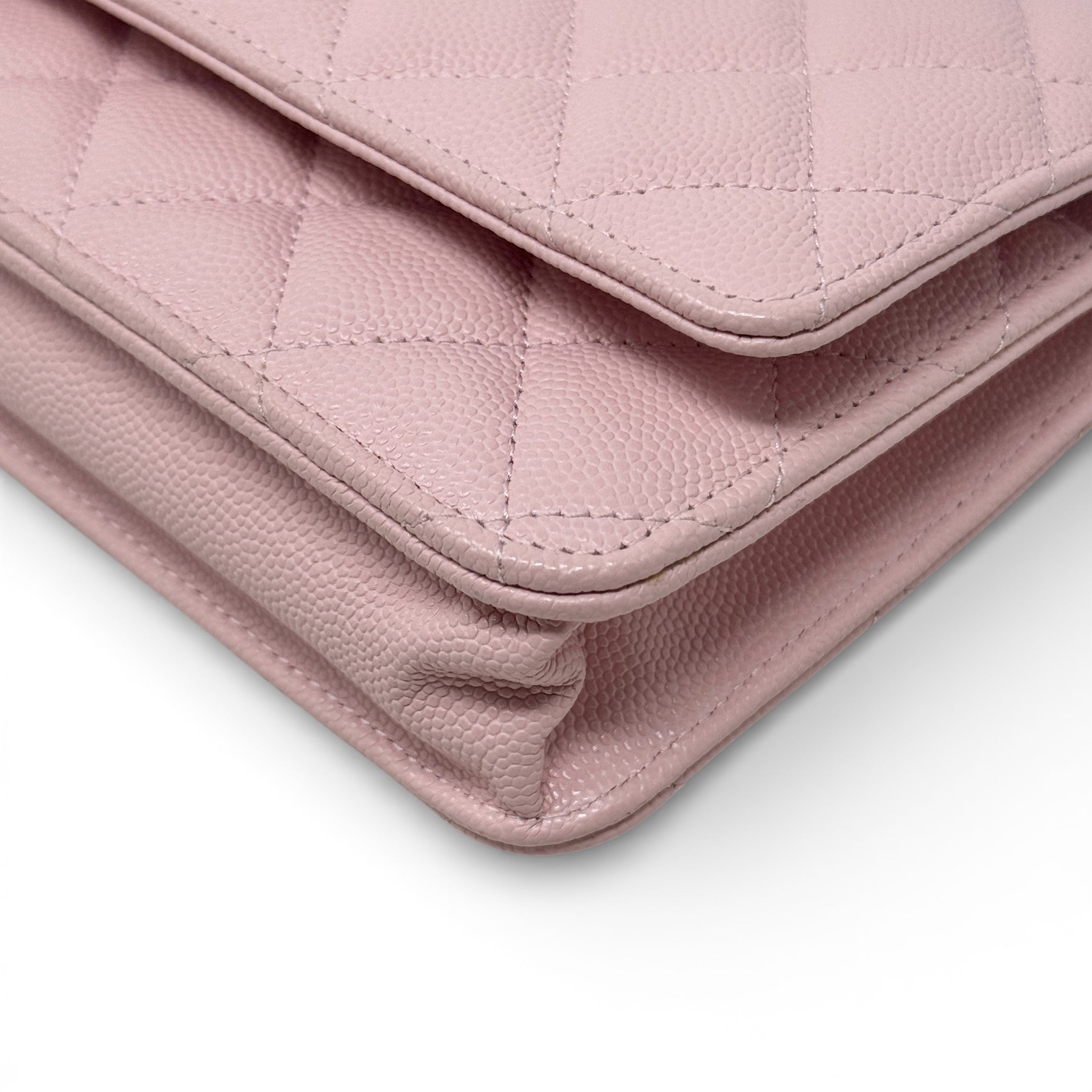 Chanel Pink Caviar Classic Wallet On Chain