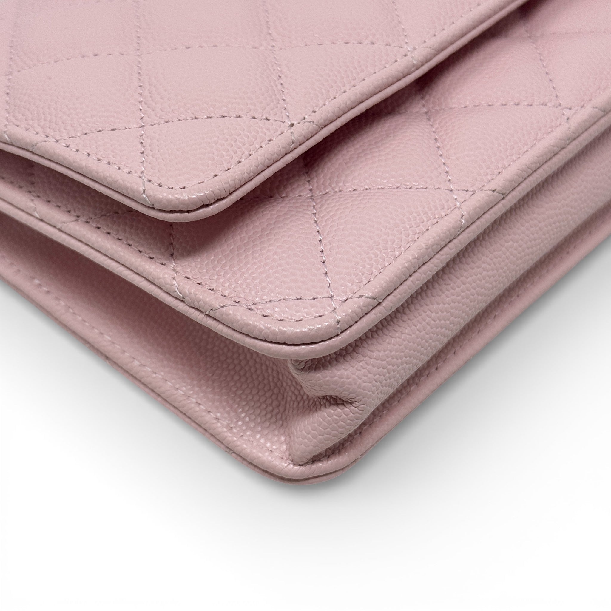 Chanel Pink Caviar Classic Wallet On Chain