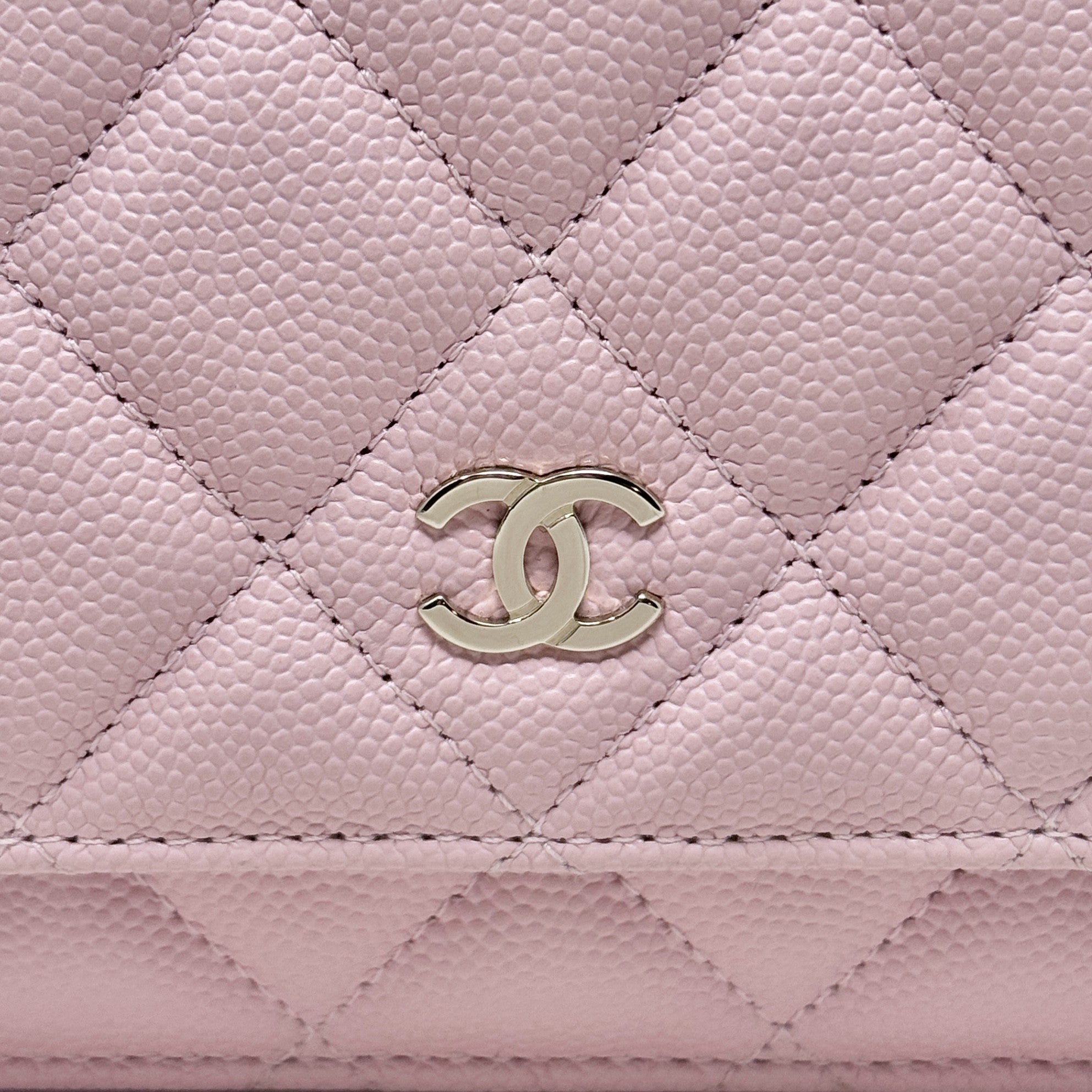 Chanel Pink Caviar Classic Wallet On Chain
