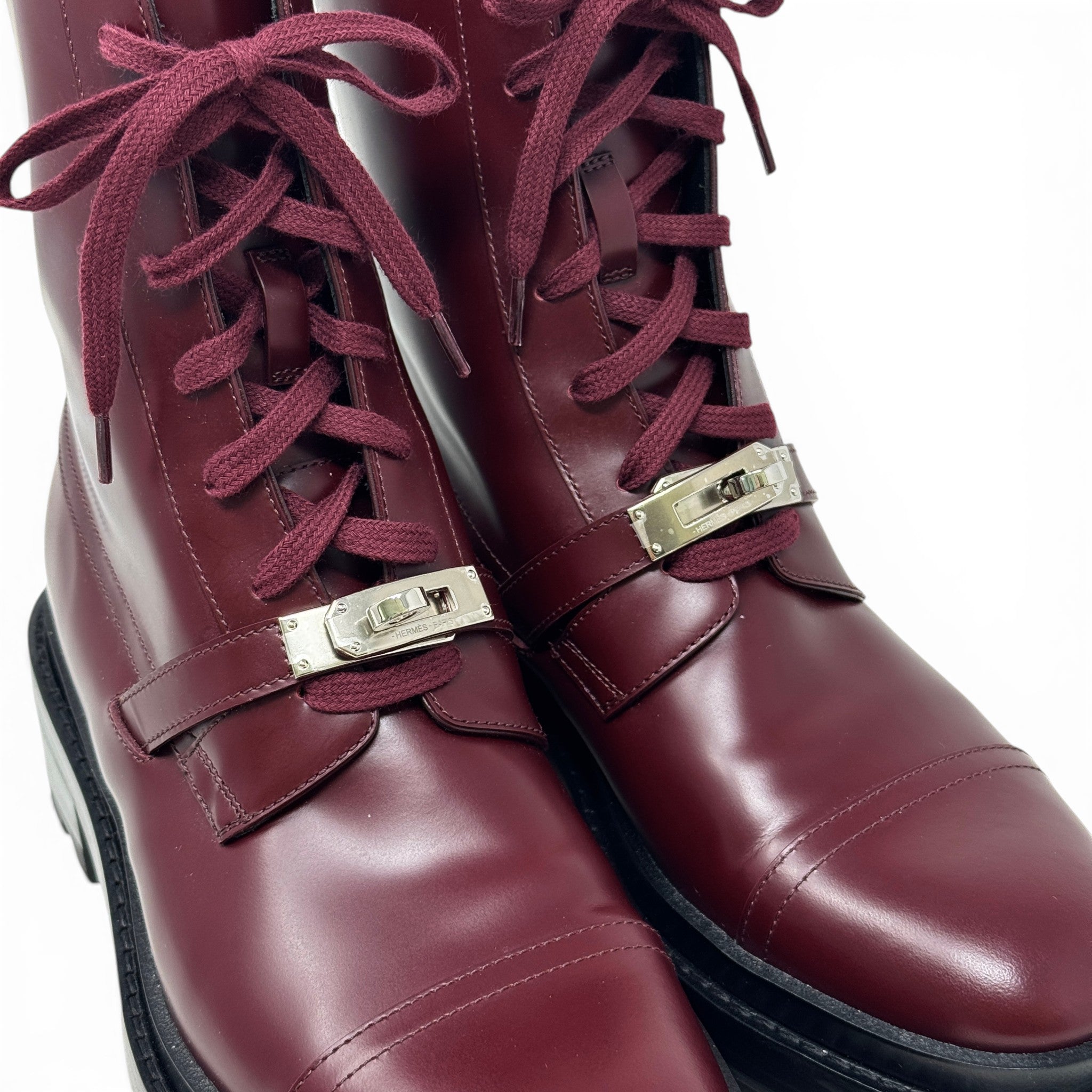 Hermes Rouge H Funk Ankle Boots 37