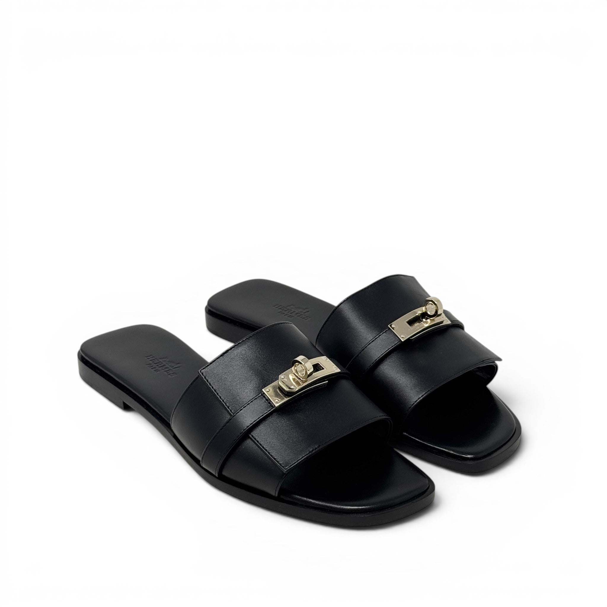 Hermes Noir Giulia Sandal 37.5