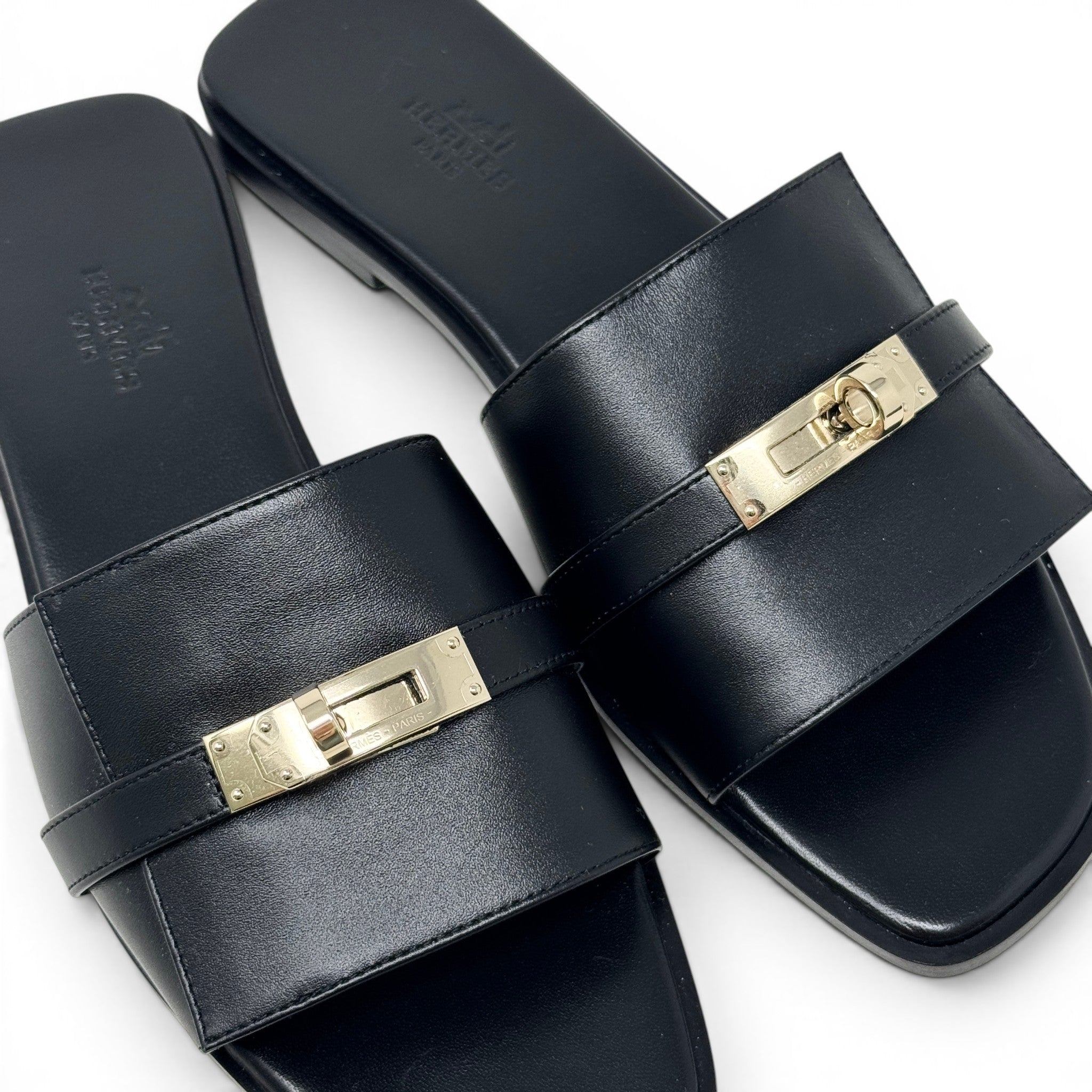Hermes Noir Giulia Sandal 37.5