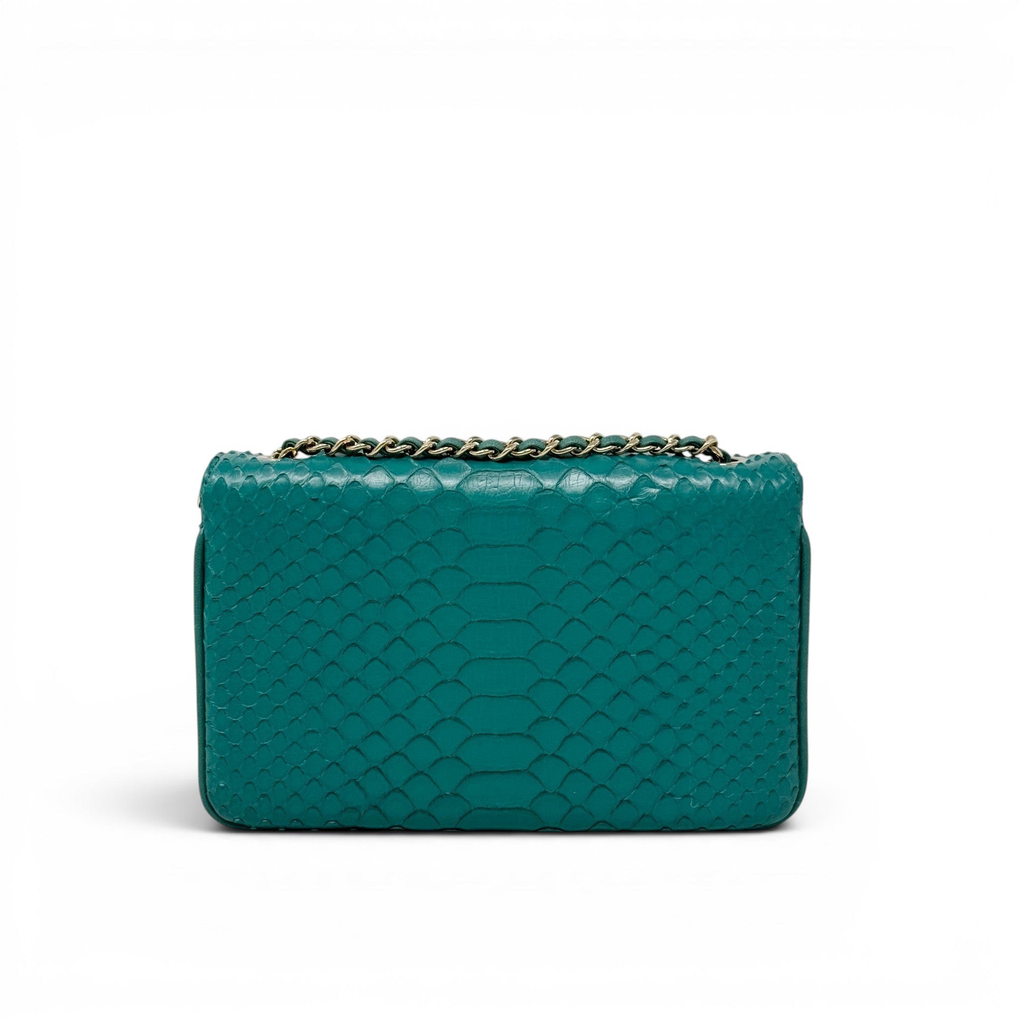 Chanel Green Python Chain Pocket Flap