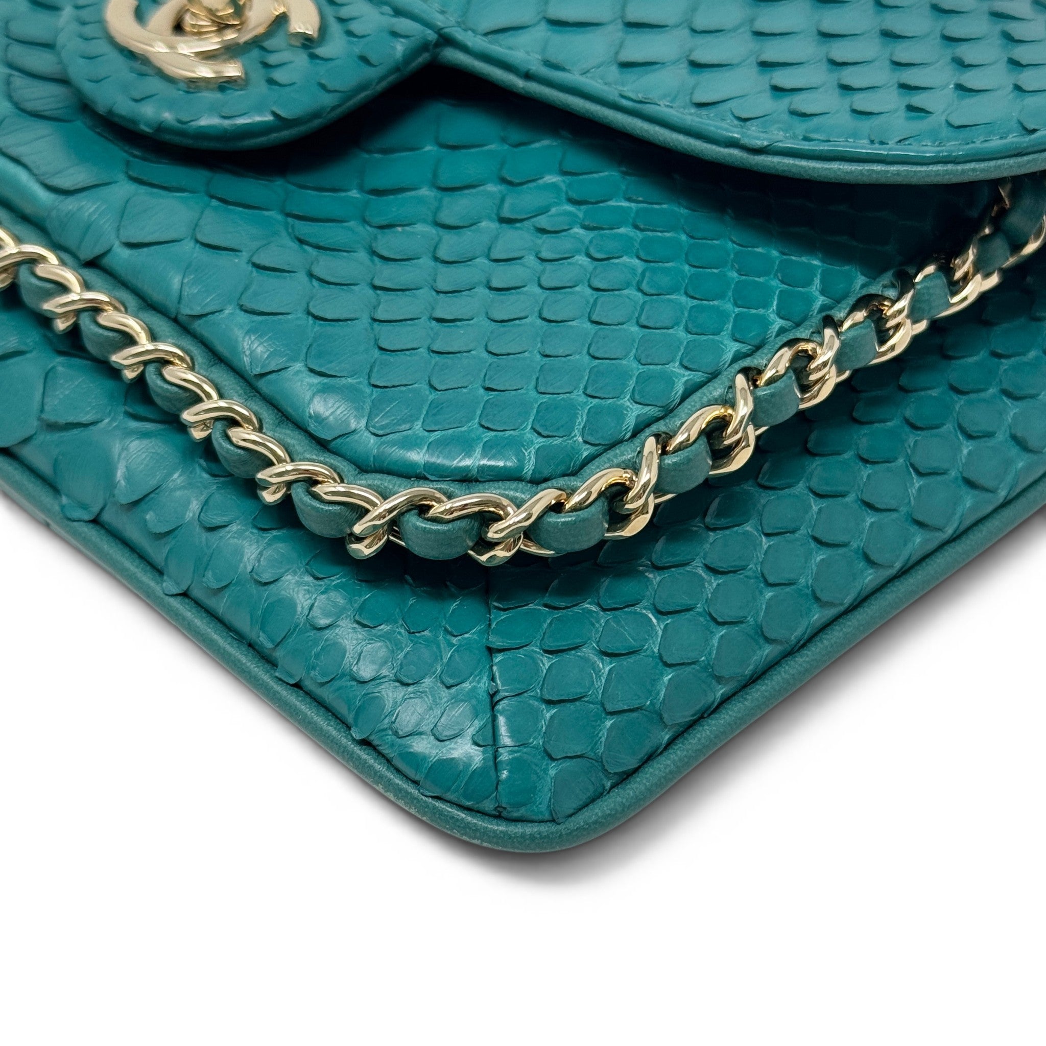Chanel Green Python Chain Pocket Flap