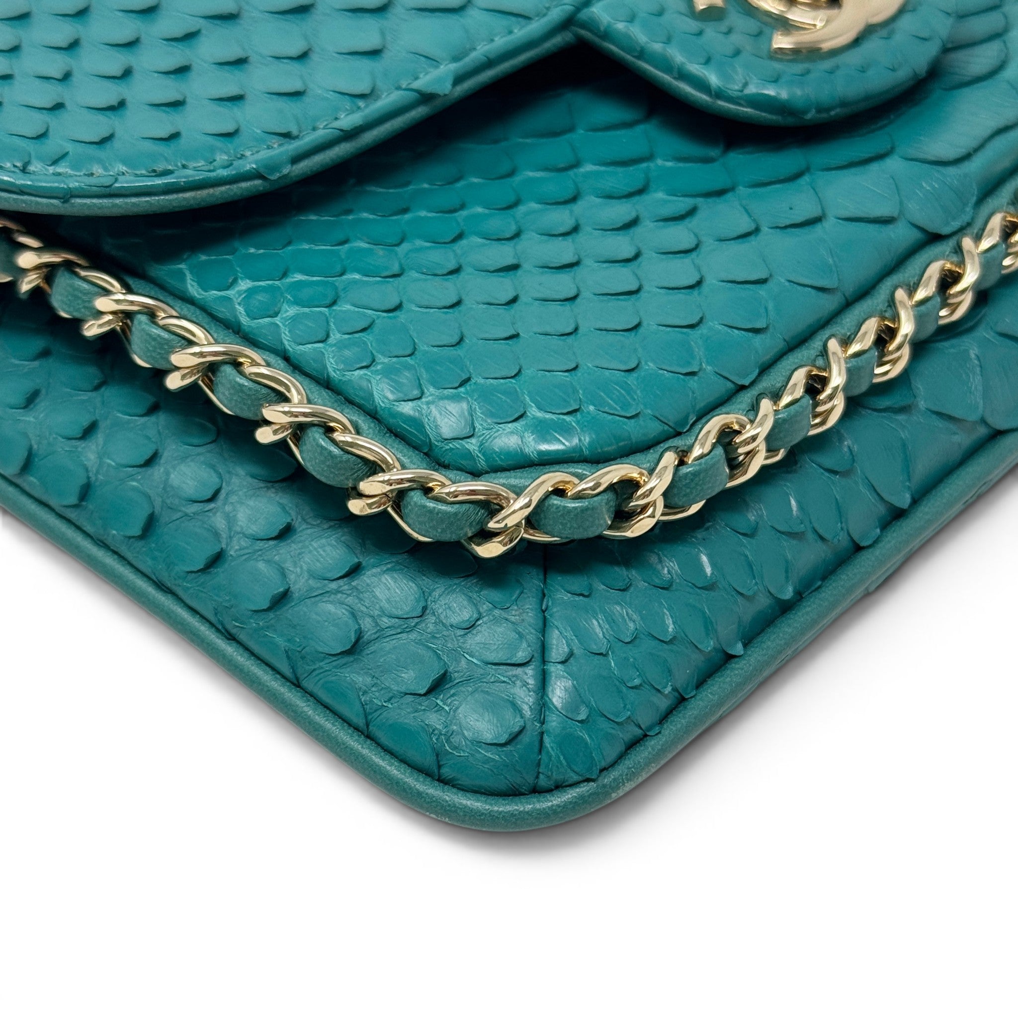 Chanel Green Python Chain Pocket Flap