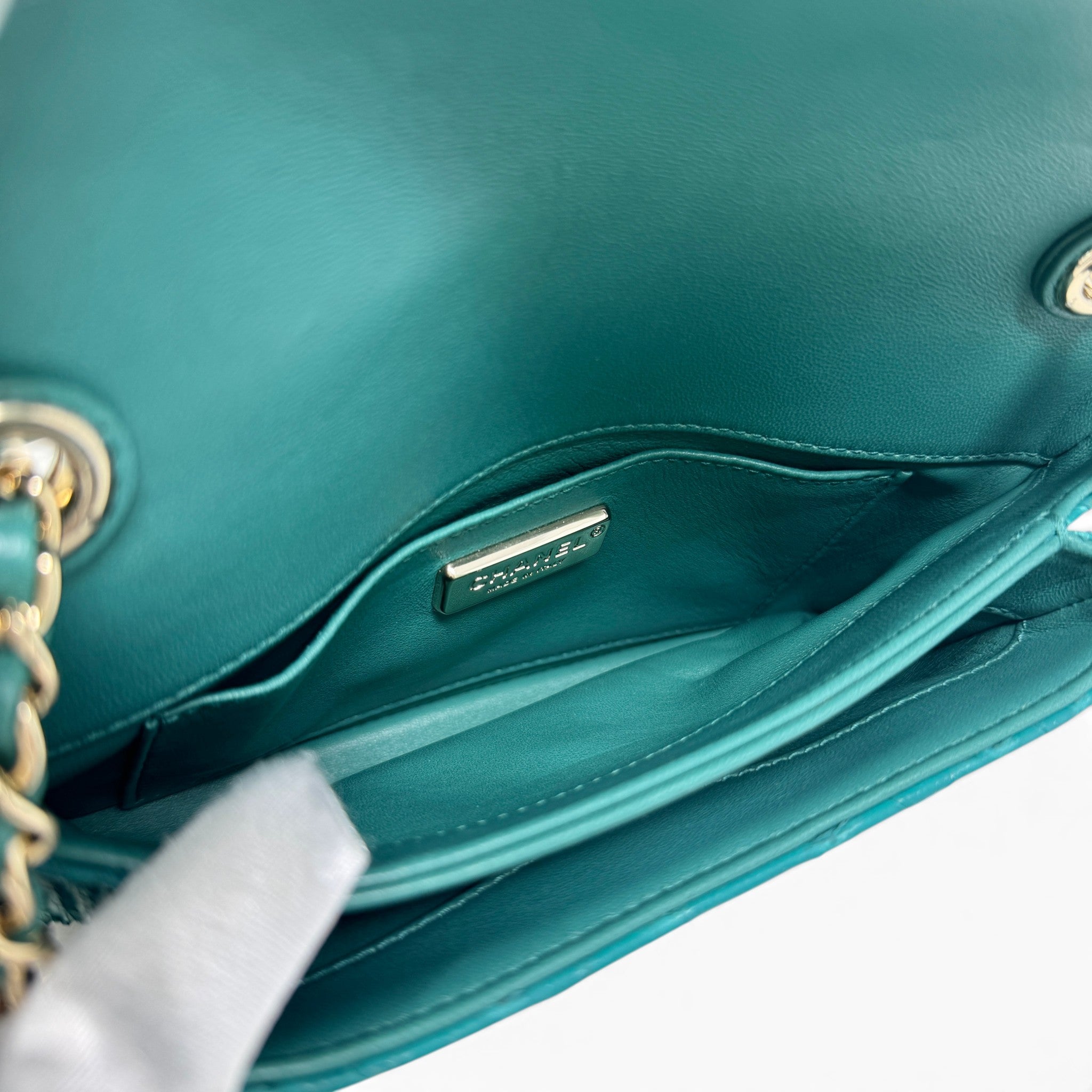 Chanel Green Python Chain Pocket Flap