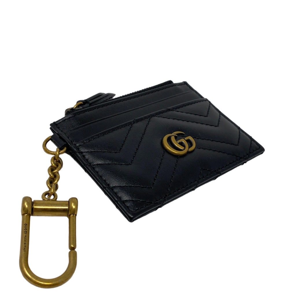 Gucci Black GG Marmont Keychain Card Holder