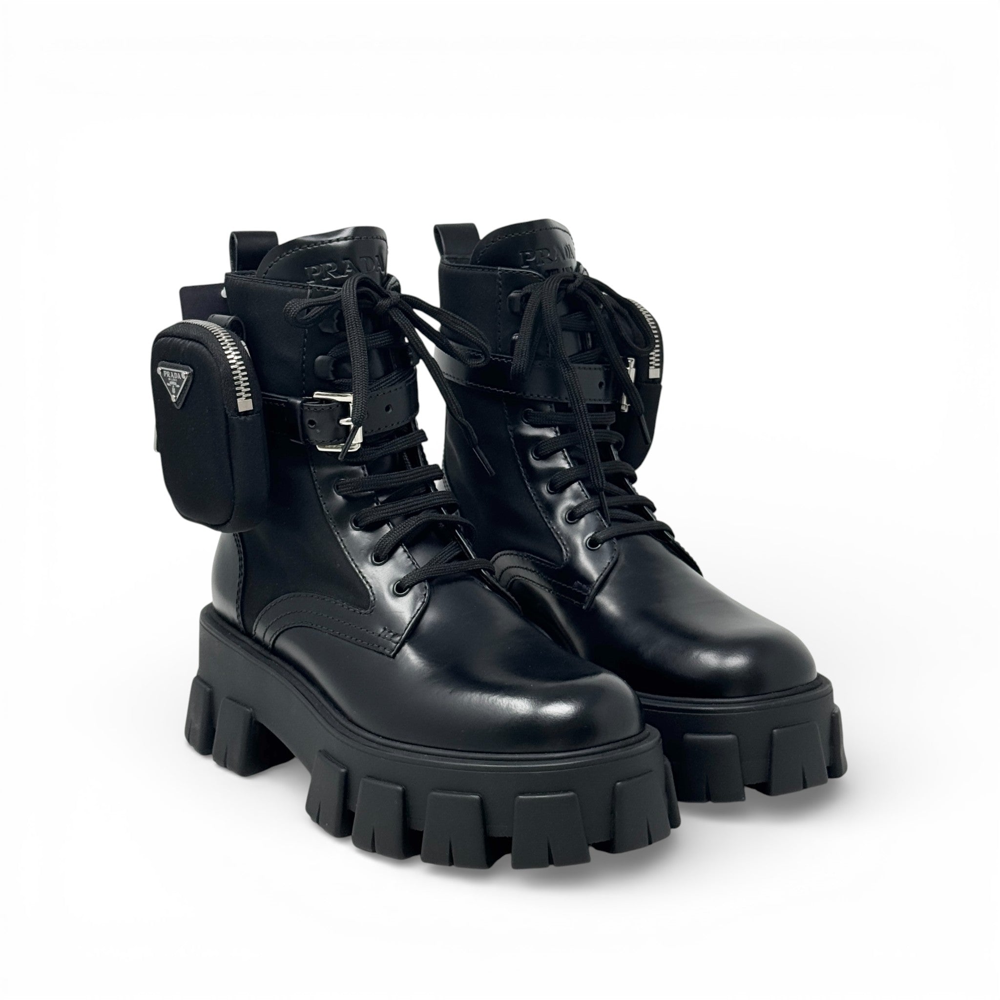 Prada Black Re-Nylon Boots 38 With Pouch