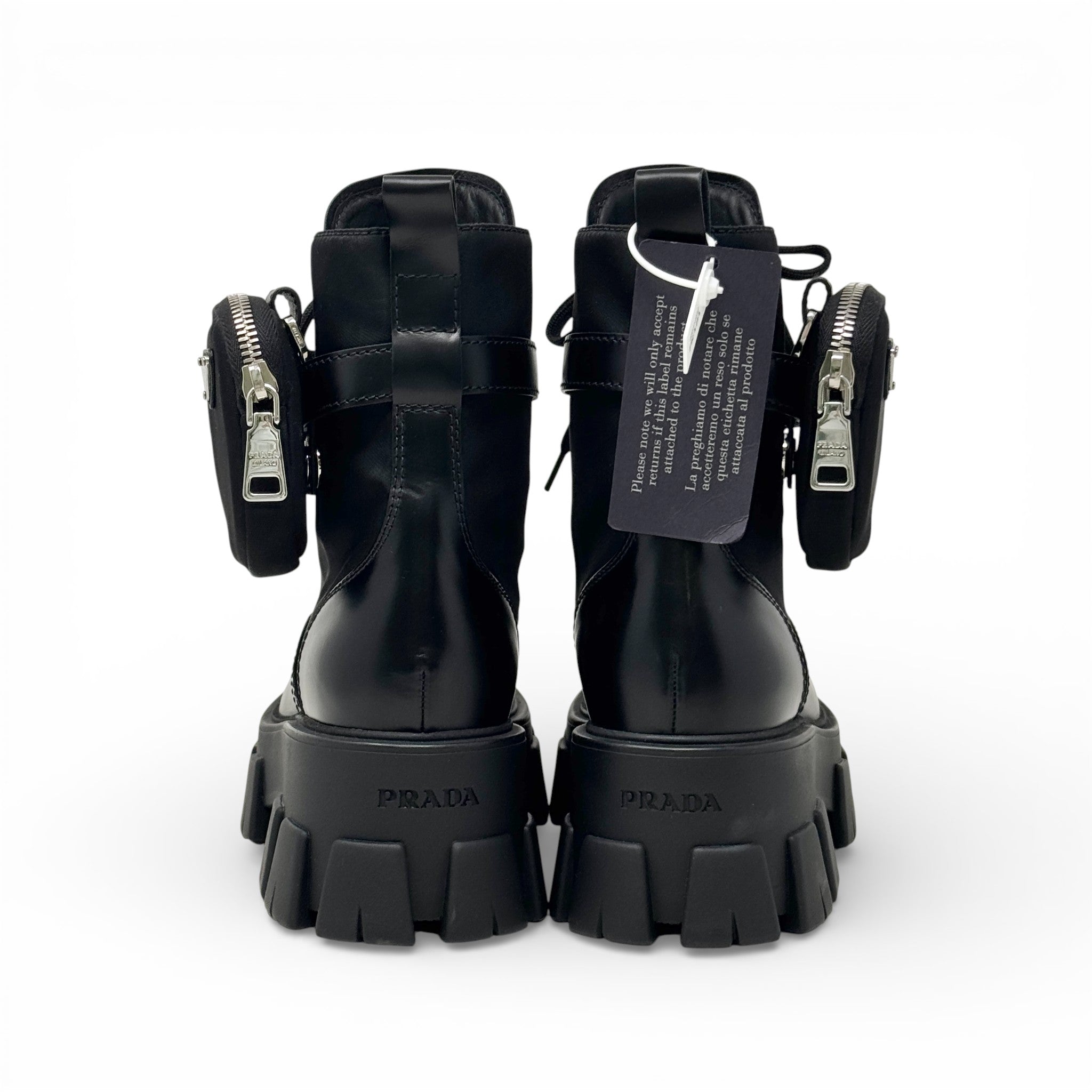 Prada Black Re-Nylon Boots 38 With Pouch